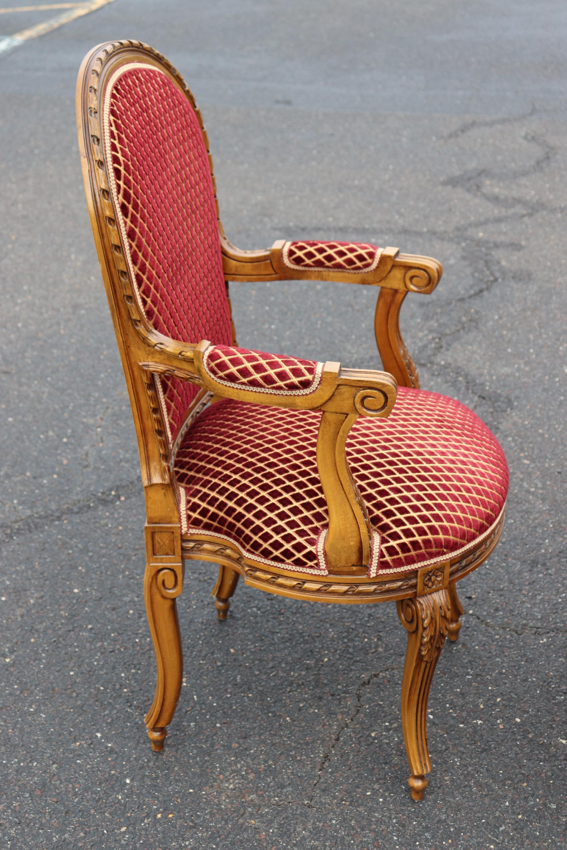Set 12 Italian Caned Back Carved French Louis XVI Style Walnut Dining Chairs 9