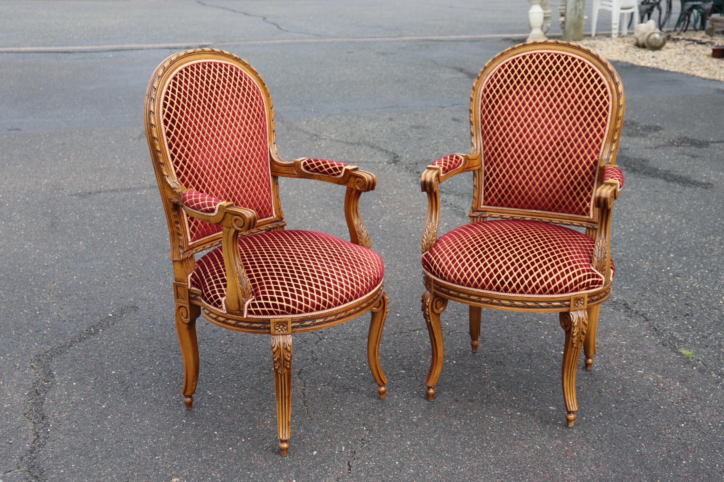 Set 12 Italian Caned Back Carved French Louis XVI Style Walnut Dining Chairs 11