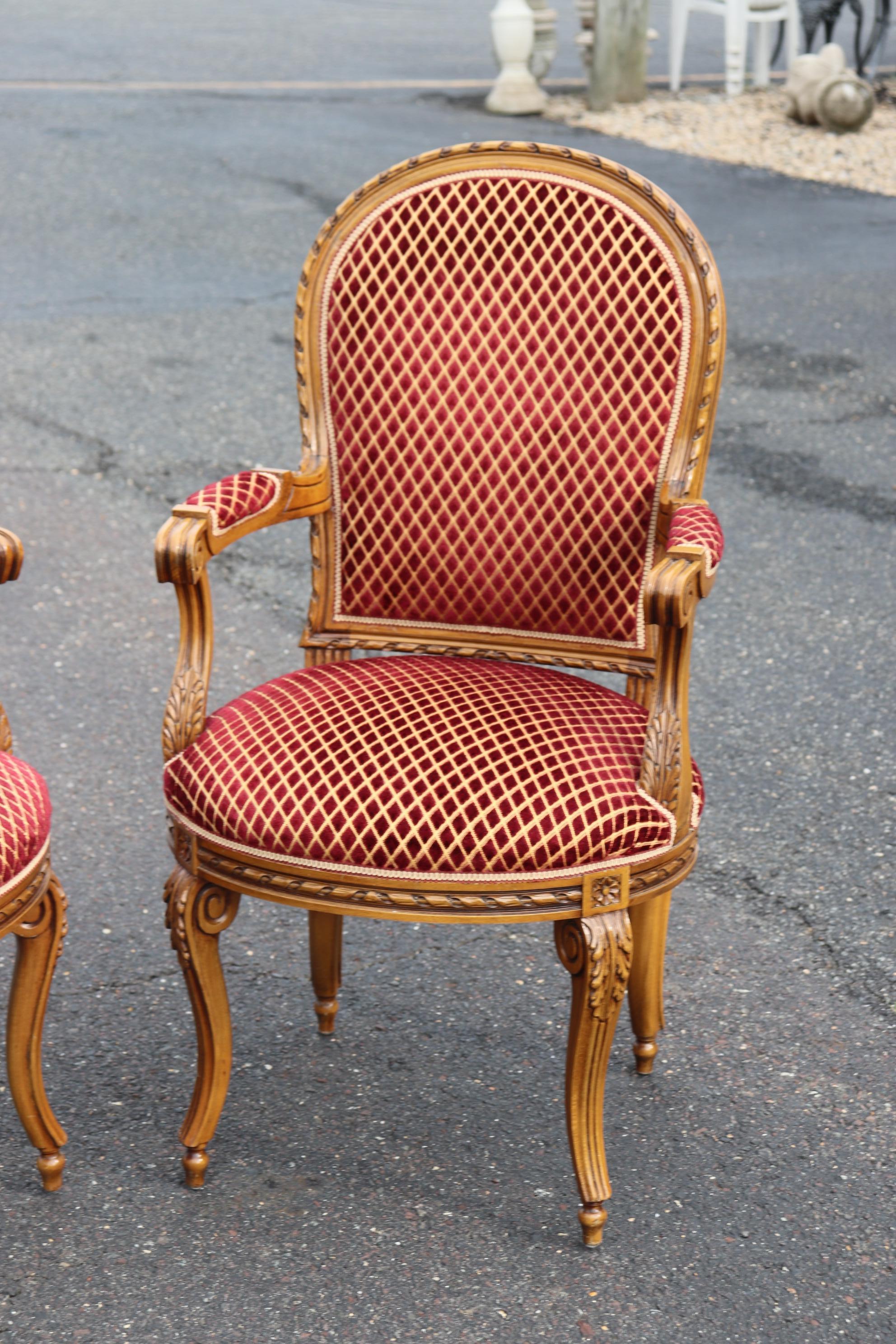 Set 12 Italian Caned Back Carved French Louis XVI Style Walnut Dining Chairs 13