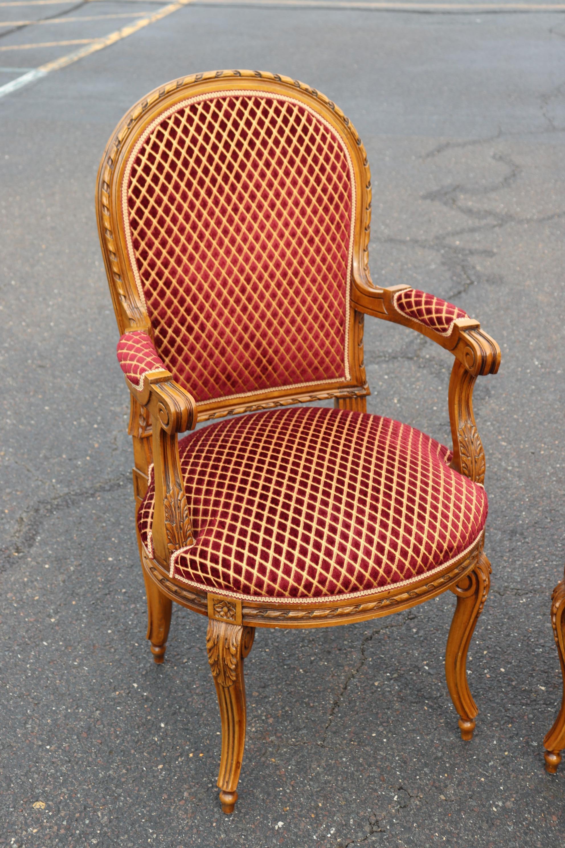 Set 12 Italian Caned Back Carved French Louis XVI Style Walnut Dining Chairs 15