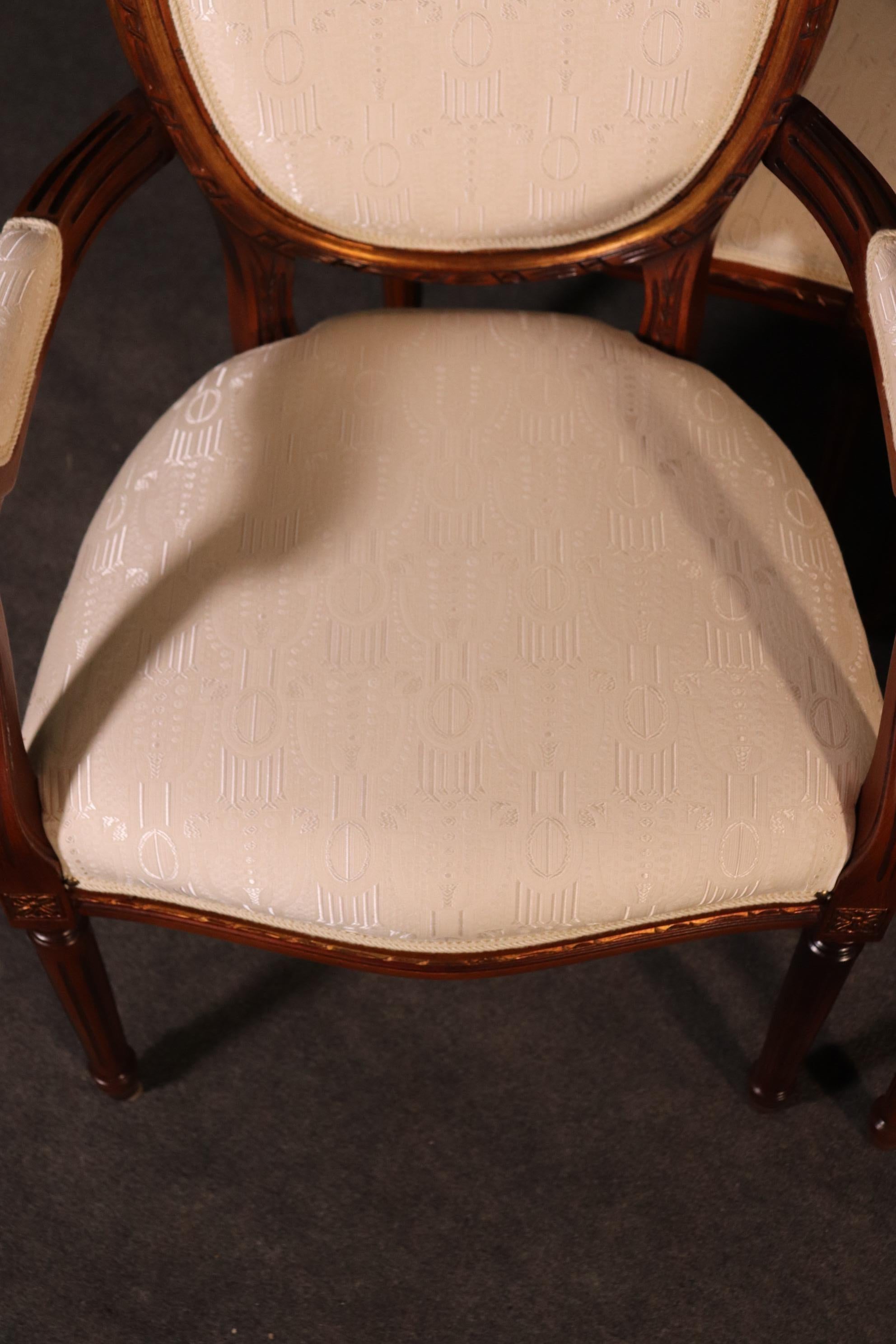 Set 12 Italian Made Luca Ferrari French Louis XVI Style Walnut Dining Chairs 7
