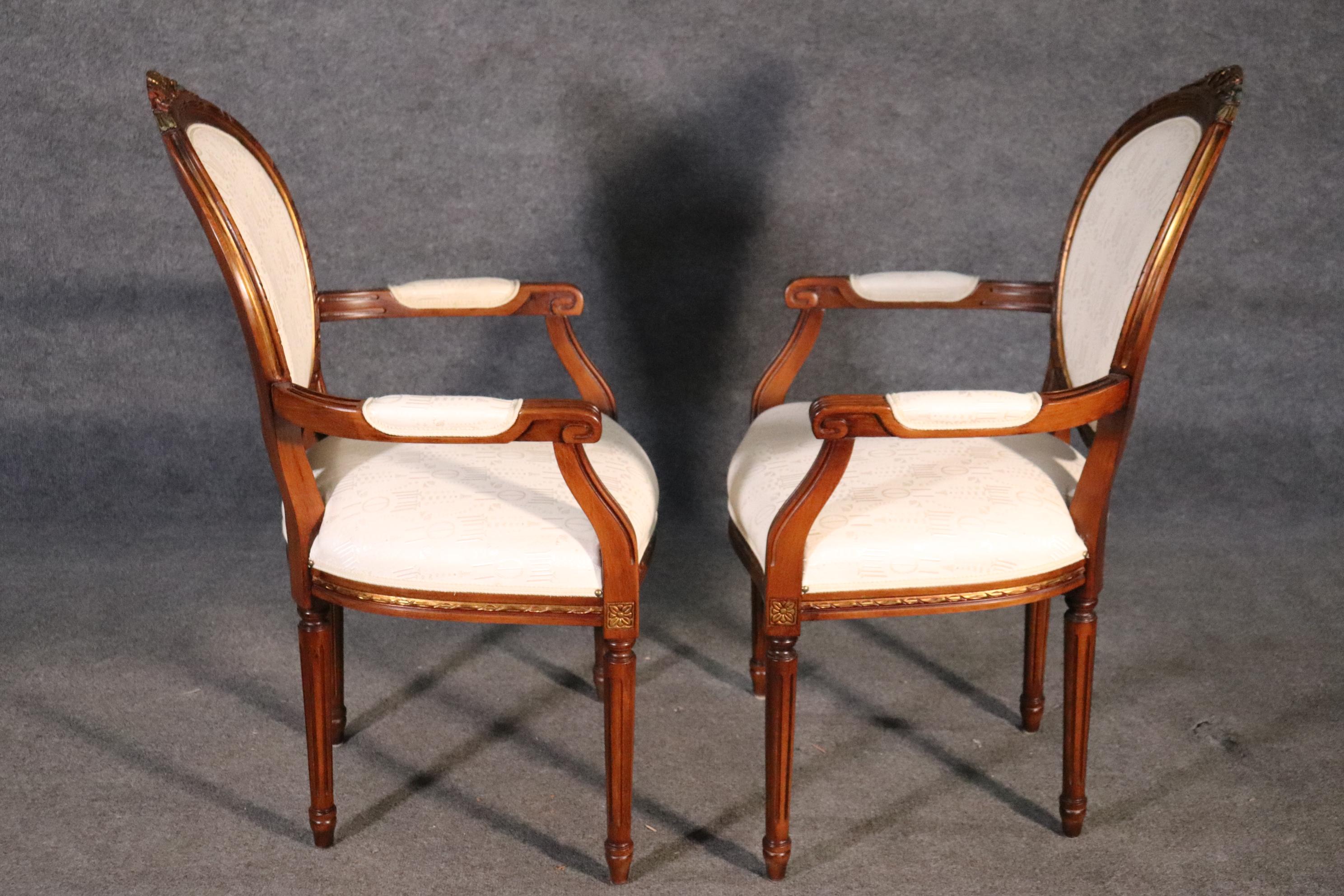 Set 12 Italian Made Luca Ferrari French Louis XVI Style Walnut Dining Chairs In Good Condition In Swedesboro, NJ