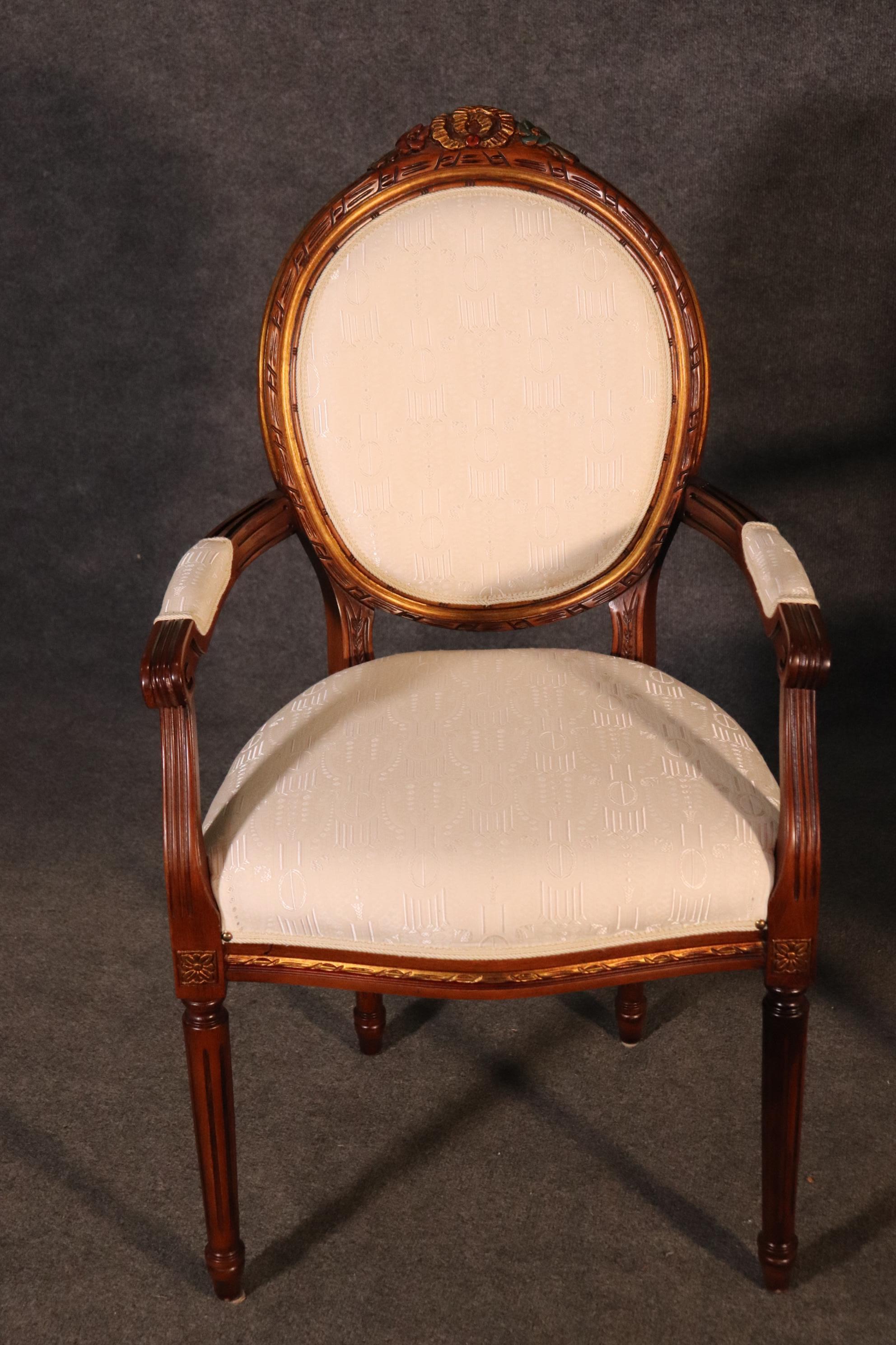 Set 12 Italian Made Luca Ferrari French Louis XVI Style Walnut Dining Chairs 1
