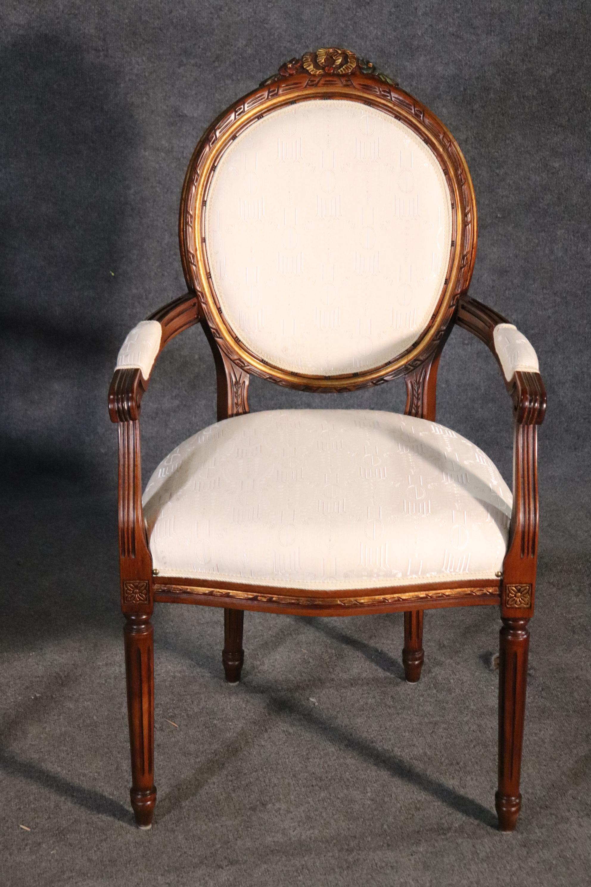 Set 12 Italian Made Luca Ferrari French Louis XVI Style Walnut Dining Chairs 2