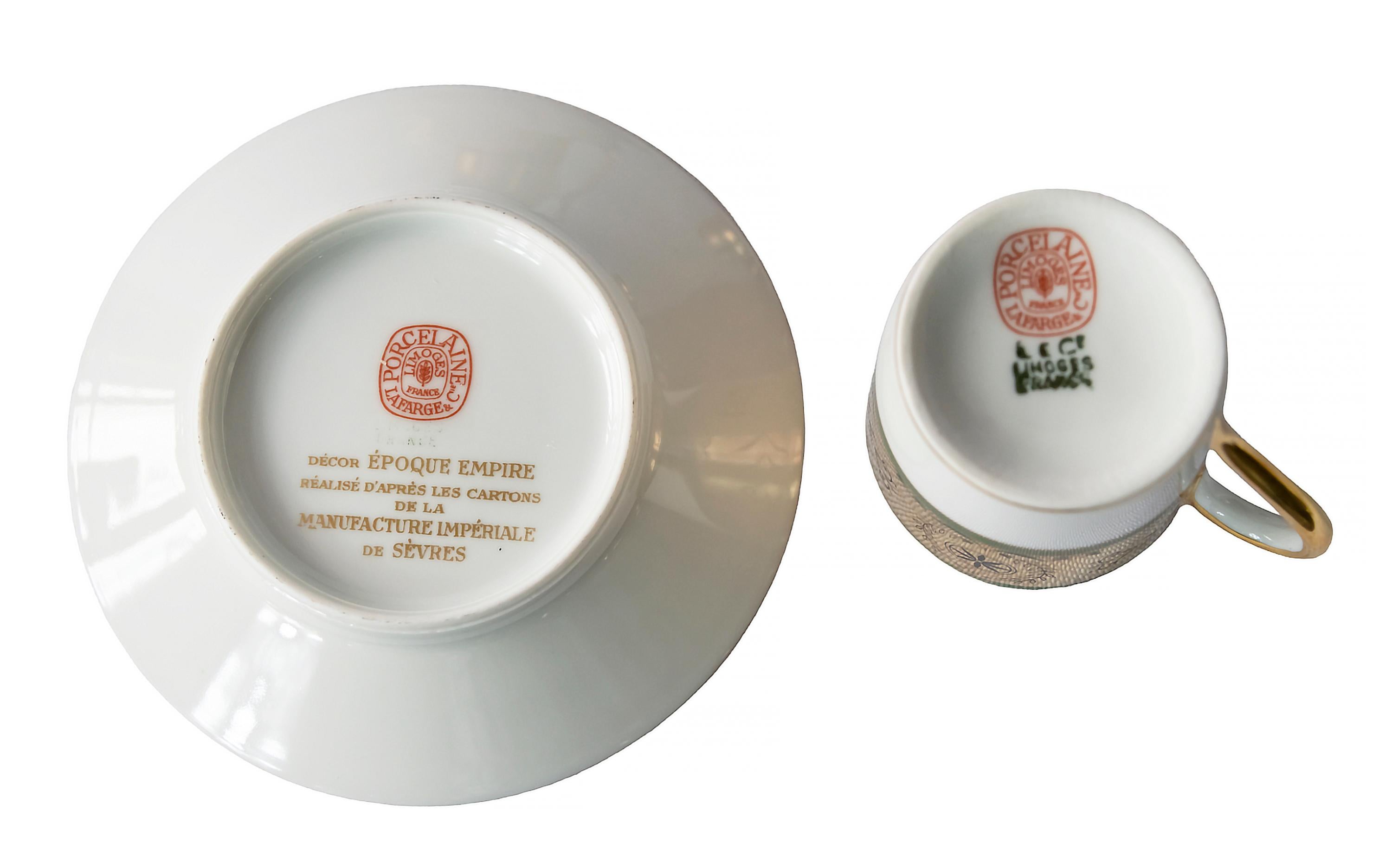 Set 12 pcs. French Limoges Porcelain Espresso Cups/Saucers For Sale 2