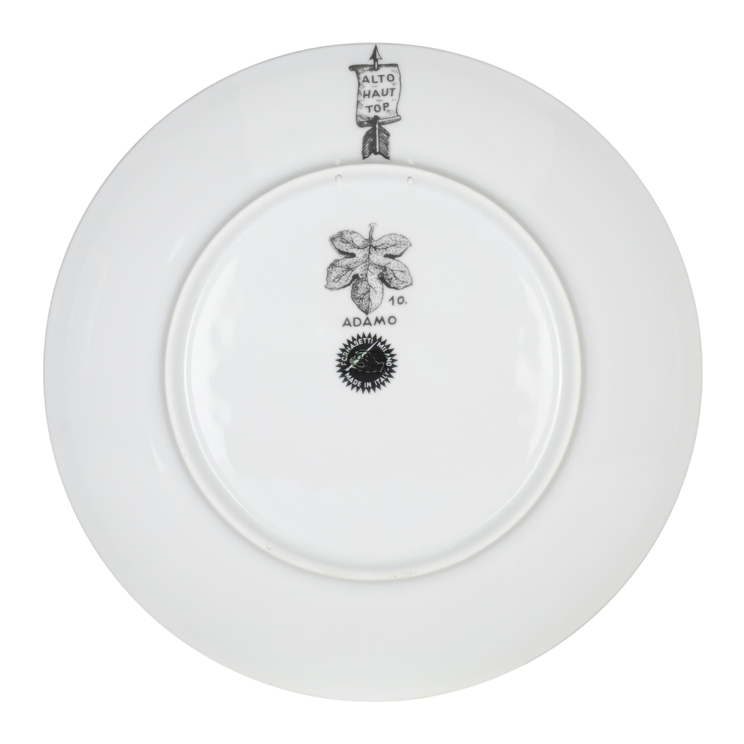 Set 12 Porcelain Plates Adamo Black/White For Sale 2