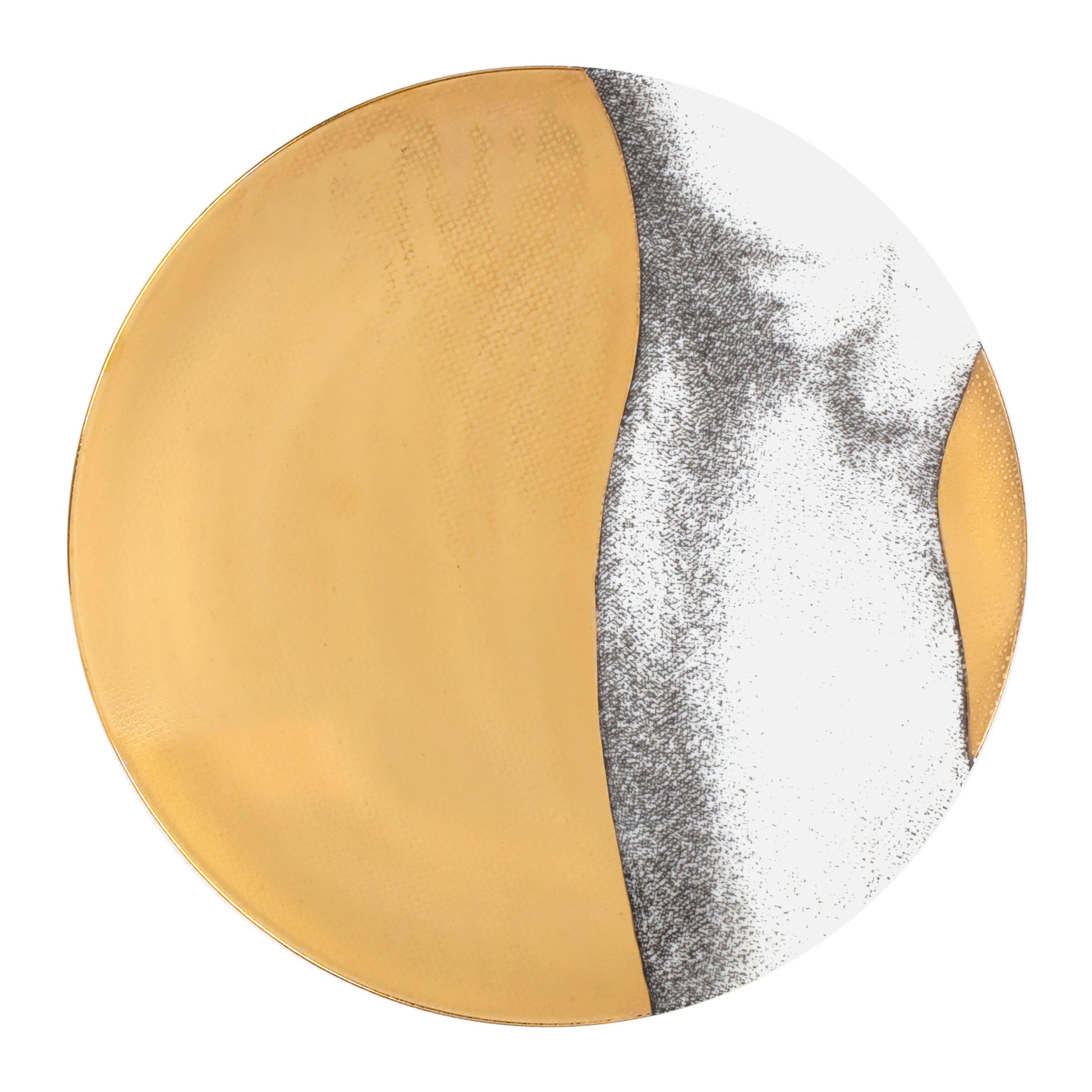 Set 12 Porcelain Plates Eva Black/White/Gold 3