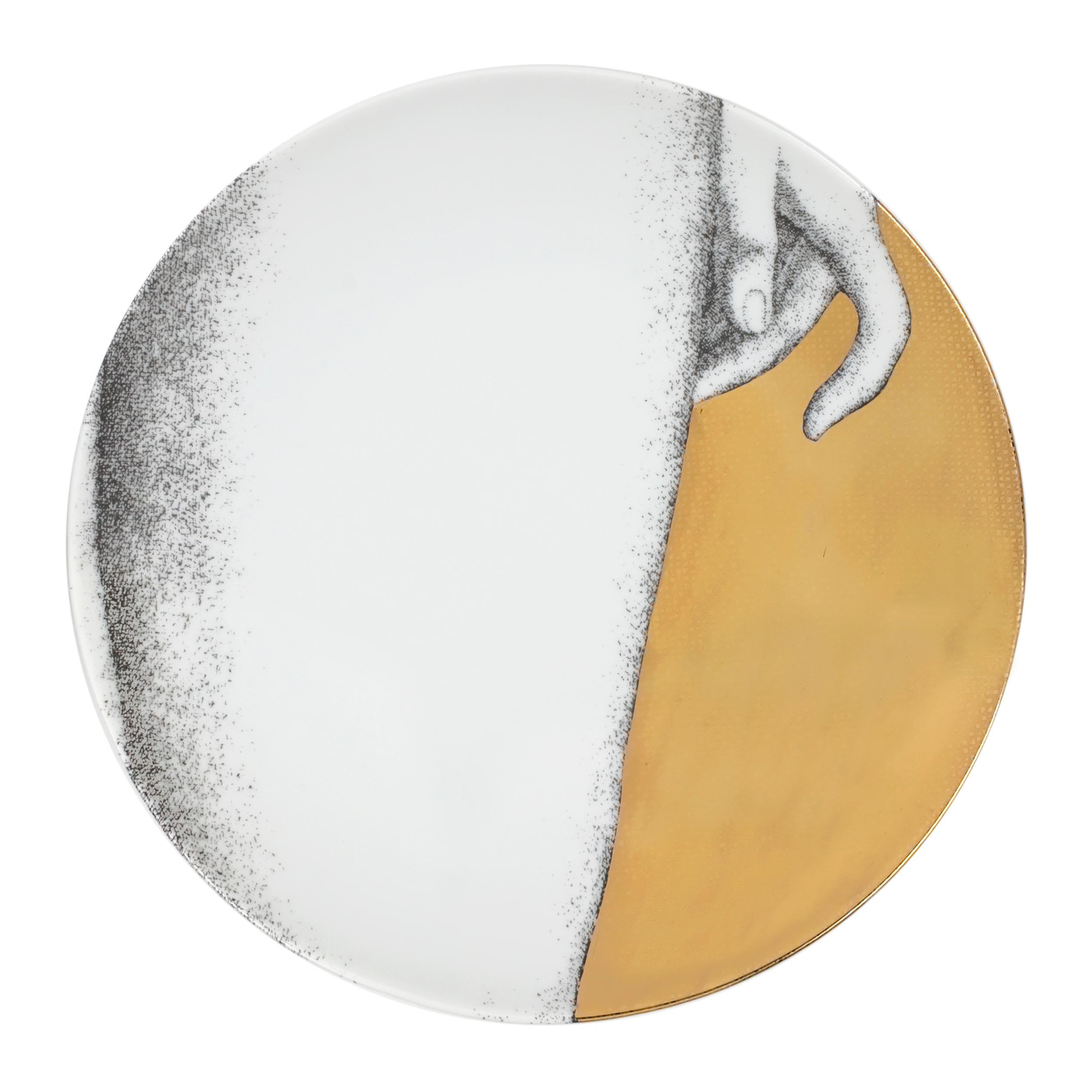 Set 12 Porcelain Plates Eva Black/White/Gold 2