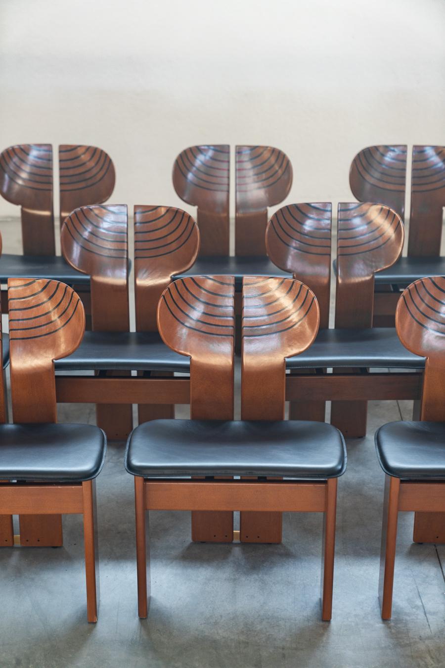 Italian Set 12 chairs Afra & Tobia Scarpa mod. Africa - Gruppo Unico, 80/90 For Sale