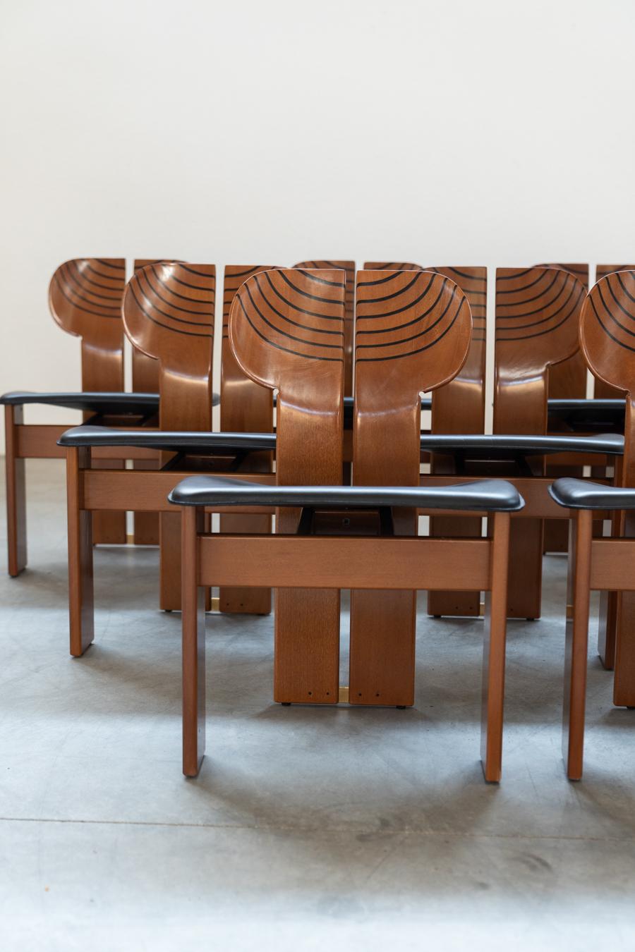 Late 20th Century Set 12 chairs Afra & Tobia Scarpa mod. Africa - Gruppo Unico, 80/90 For Sale