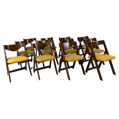 Set 12 sedie legno pelle manifattura italiana anni 60’ Vintage design