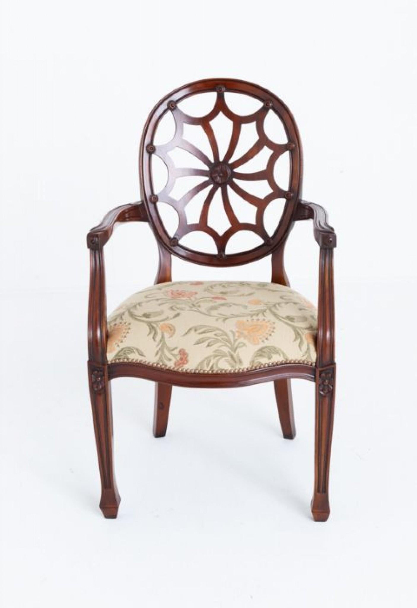 Set 12 Spider Web Back Dining Chairs Mahogany 6