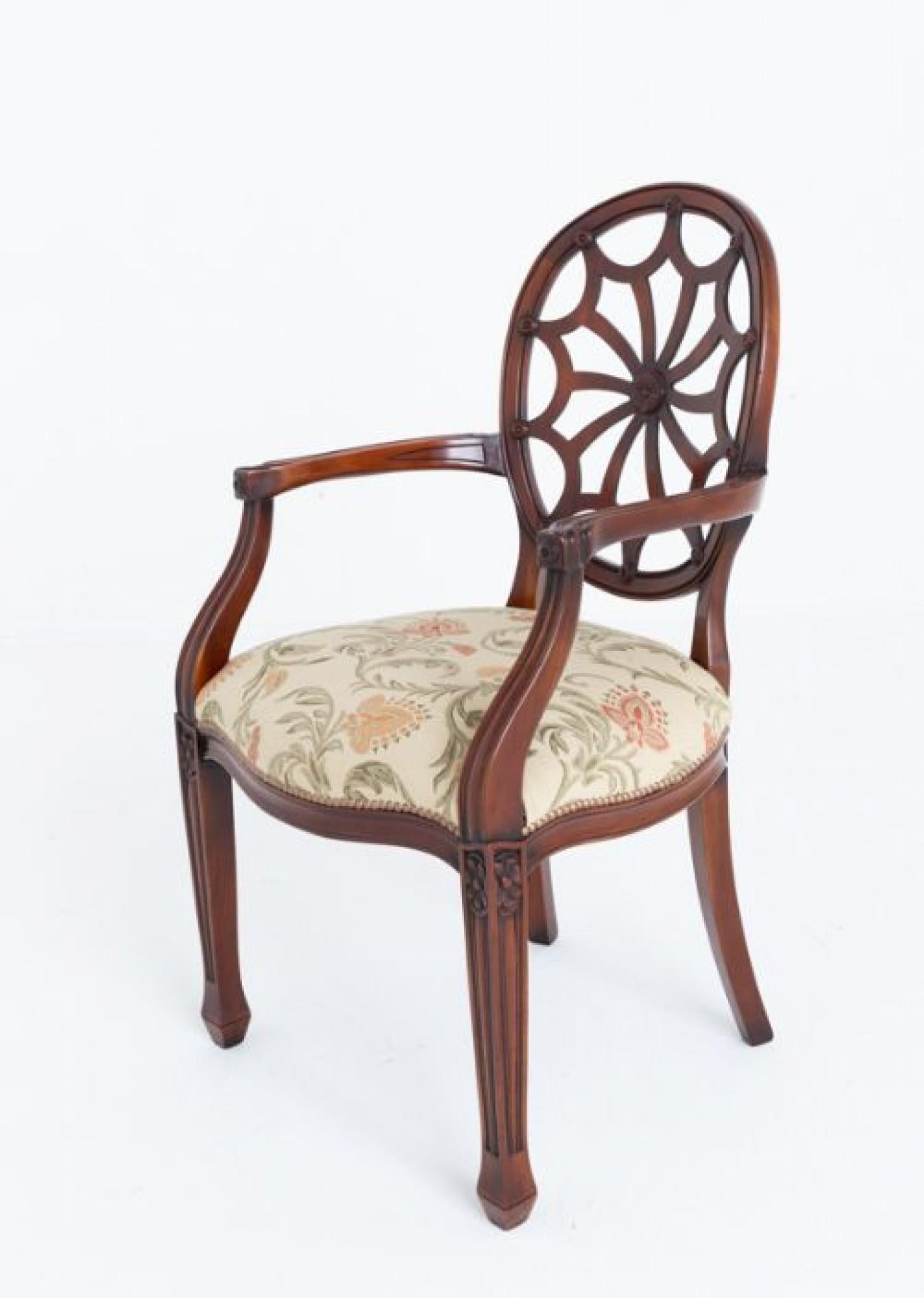 Set 12 Spider Web Back Dining Chairs Mahogany 7