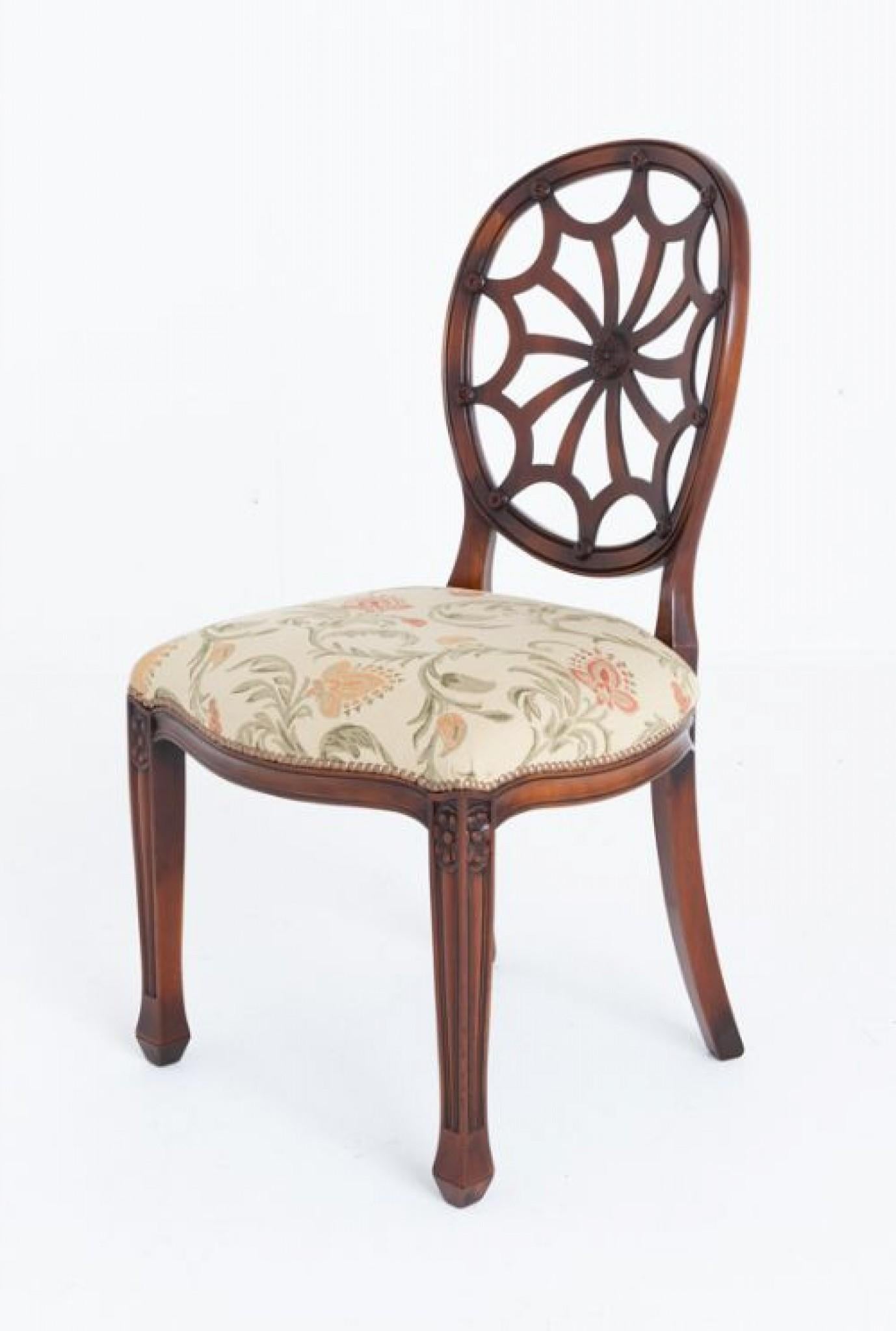 Late 20th Century Set 12 Spider Web Back Dining Chairs Mahogany