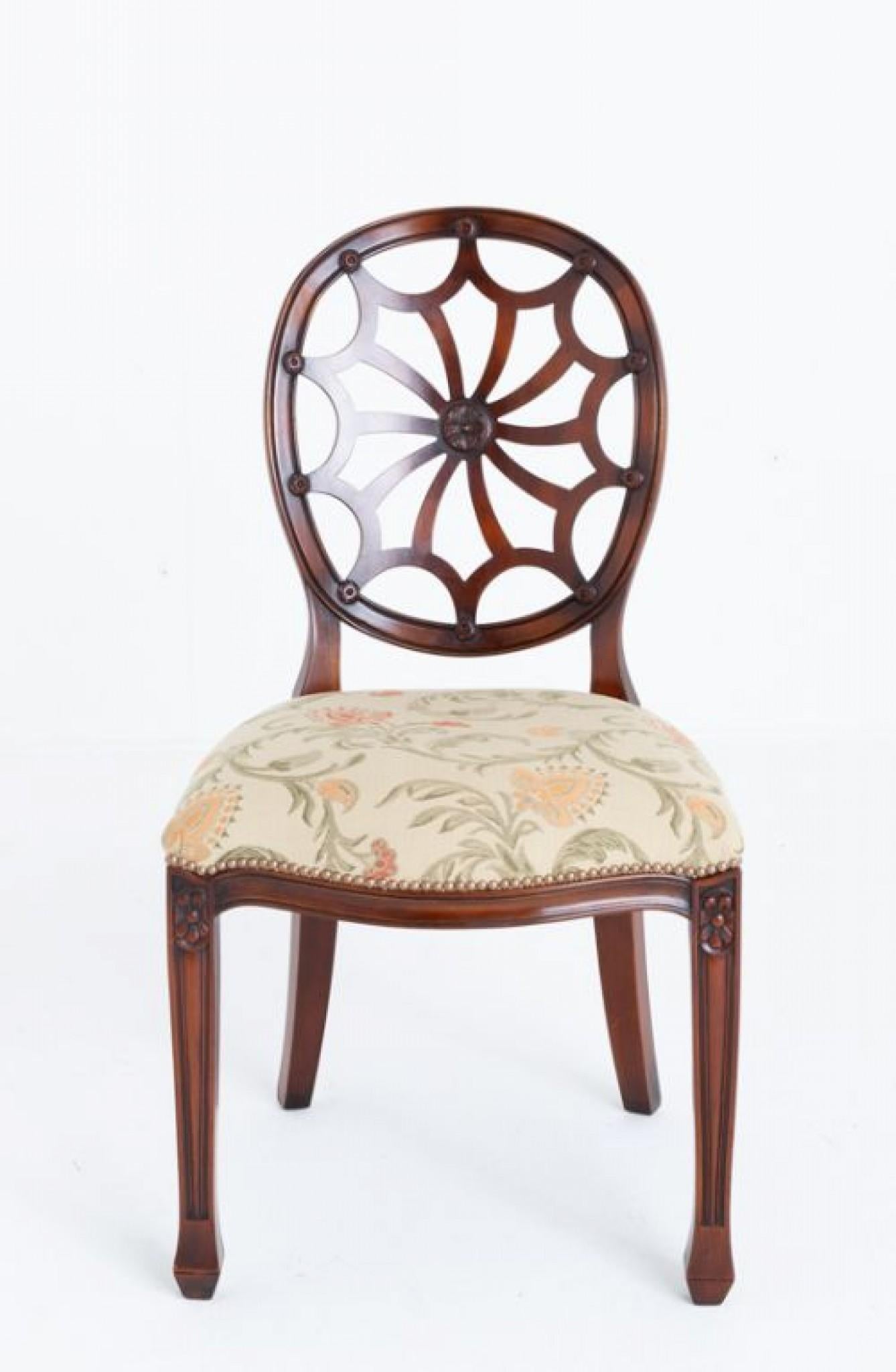 Set 12 Spider Web Back Dining Chairs Mahogany 2