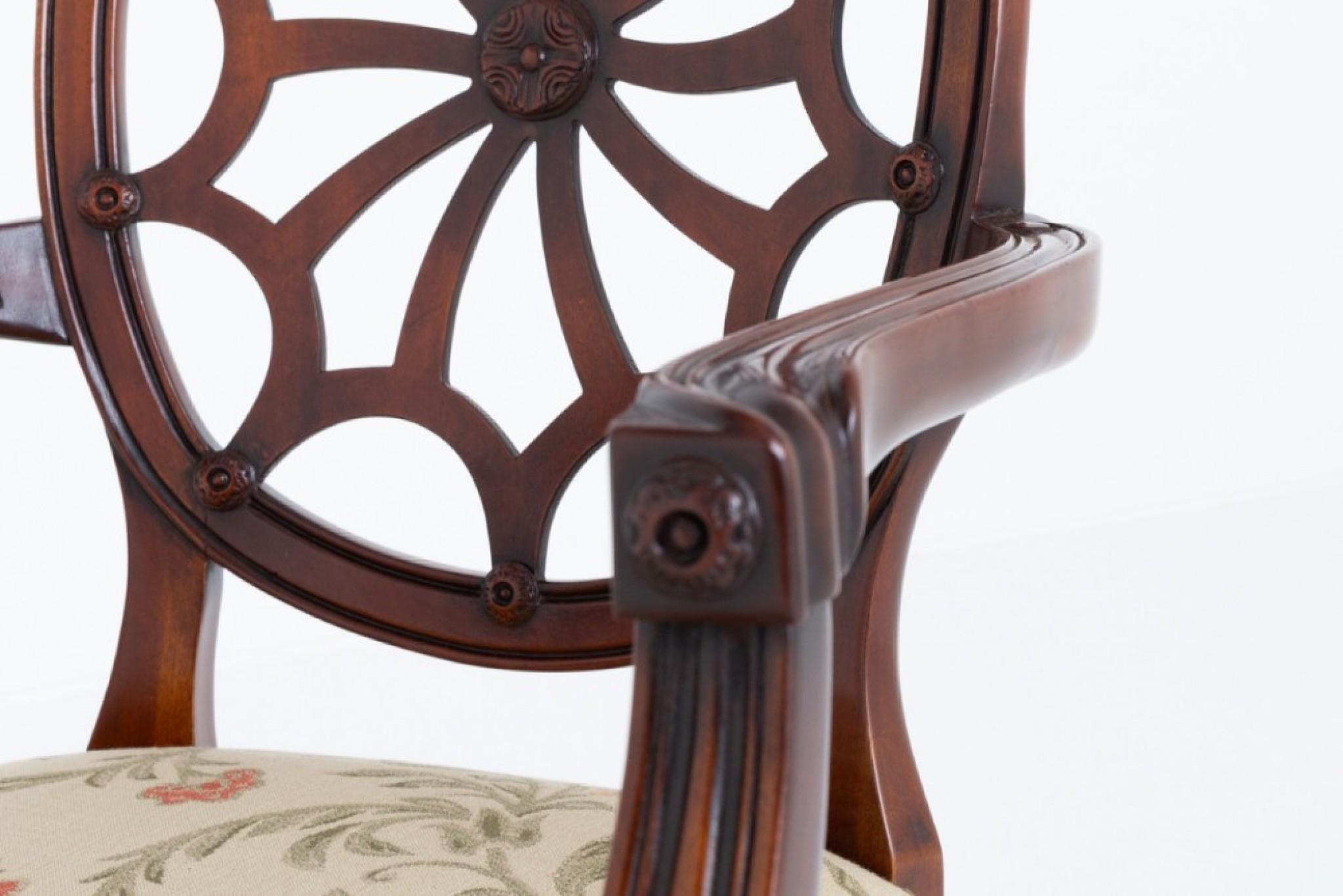 Set 12 Spider Web Back Dining Chairs Mahogany 5