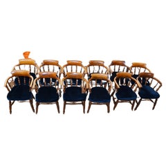 Set 12 Victorian Captains Chairs Pub Arm Seats 1880