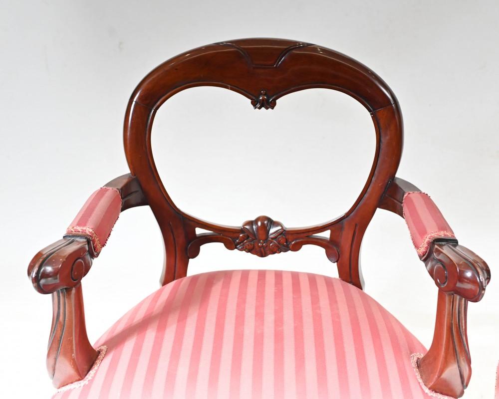 Mahogany Set 12 Victorian Dining Chairs Balloon Back Diners