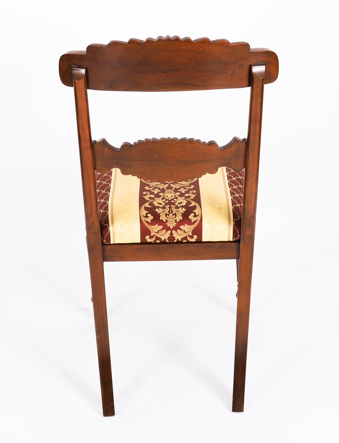 Set 12 Vintage Regency Revival Burr Walnut Marquetry Dining Chairs For Sale 6
