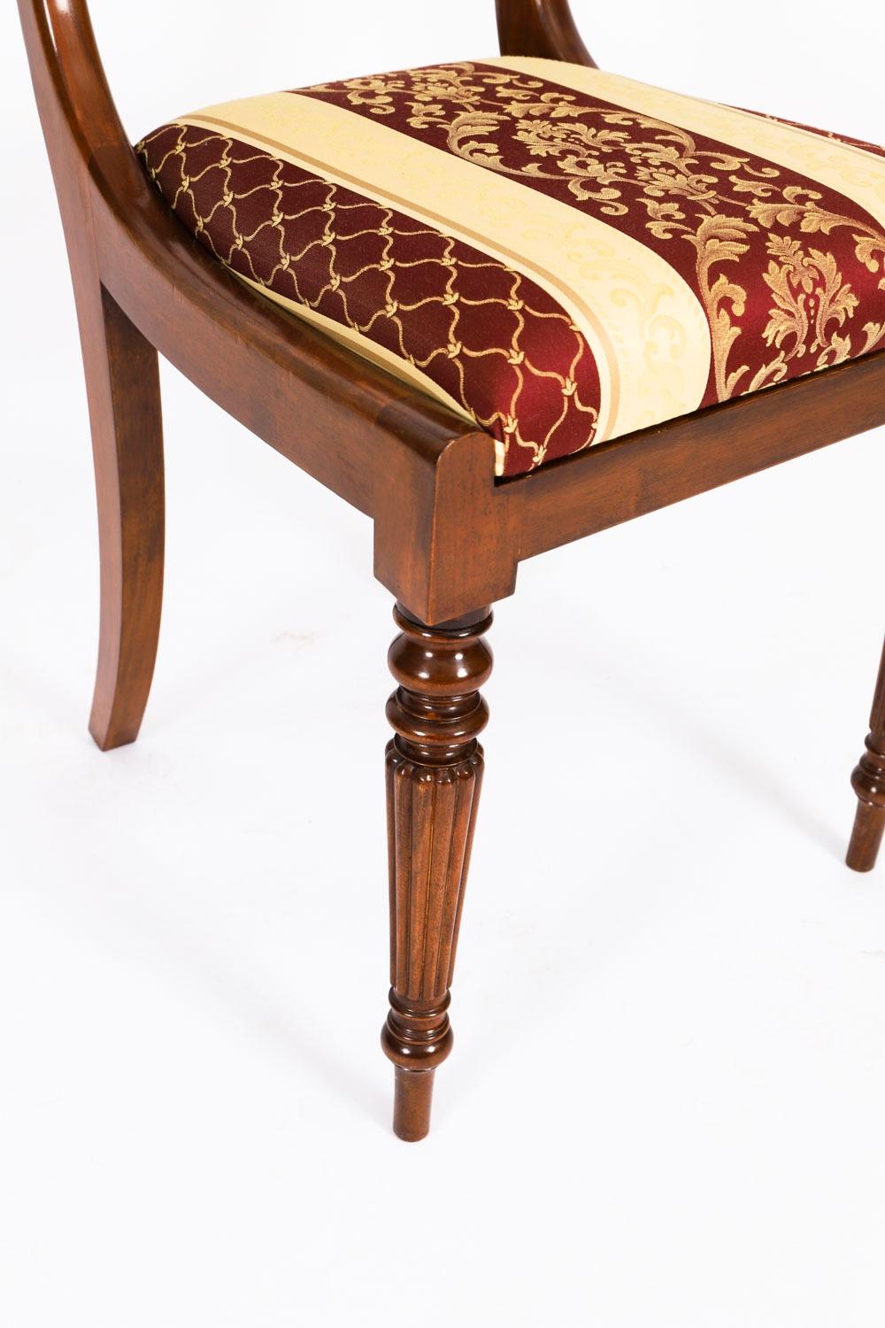 Set 12 Vintage Regency Revival Burr Walnut Marquetry Dining Chairs For Sale 12