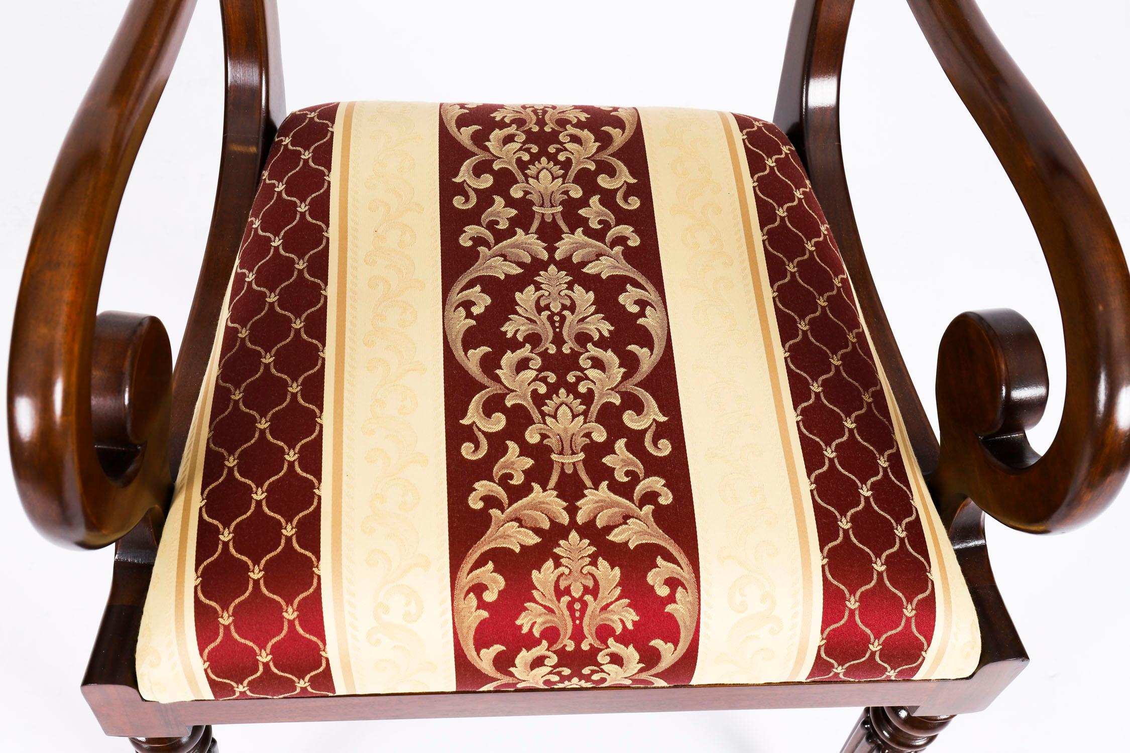Set 12 Vintage Regency Revival Burr Walnut Marquetry Dining Chairs For Sale 15