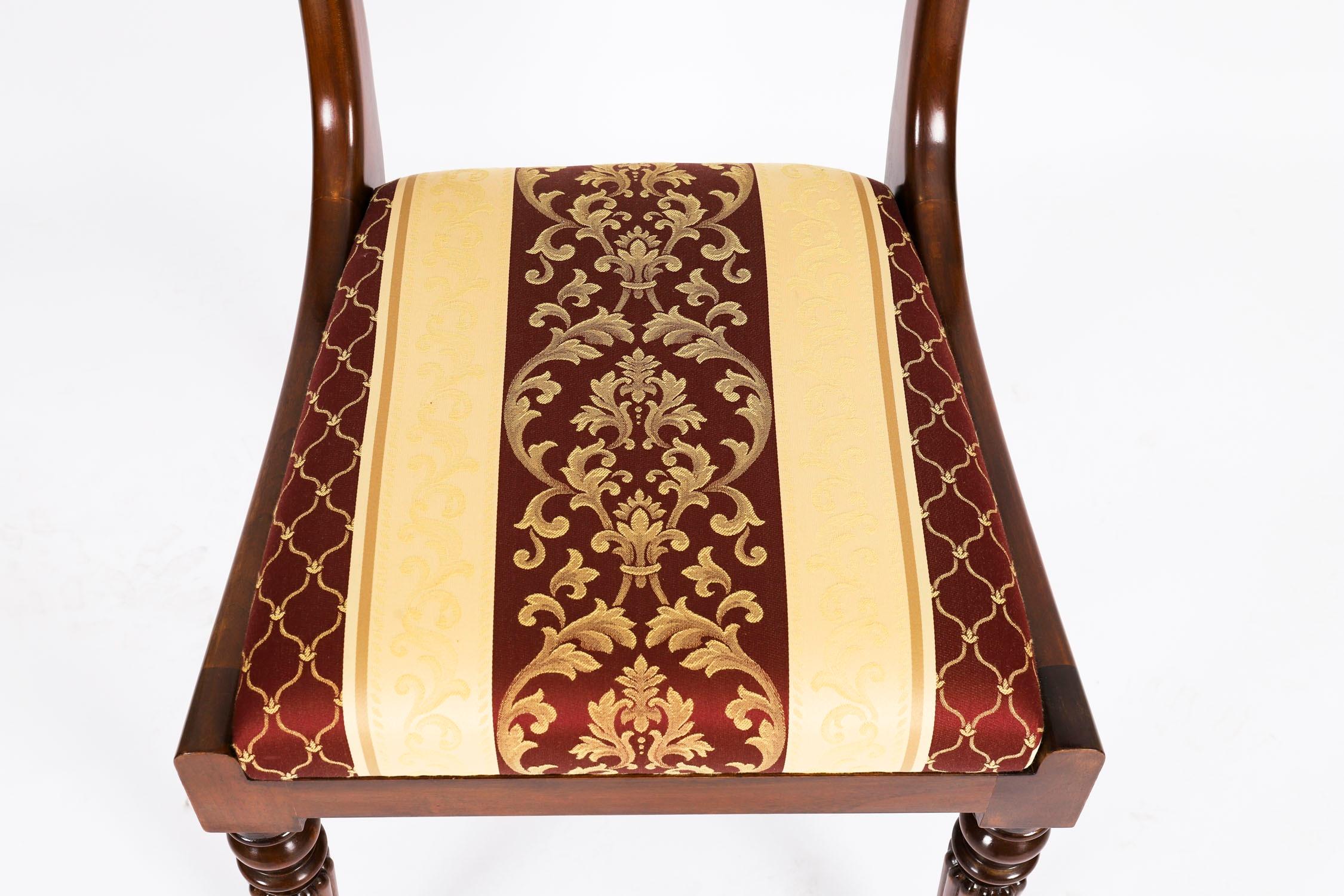 Set 12 Vintage Regency Revival Burr Walnut Marquetry Dining Chairs For Sale 4