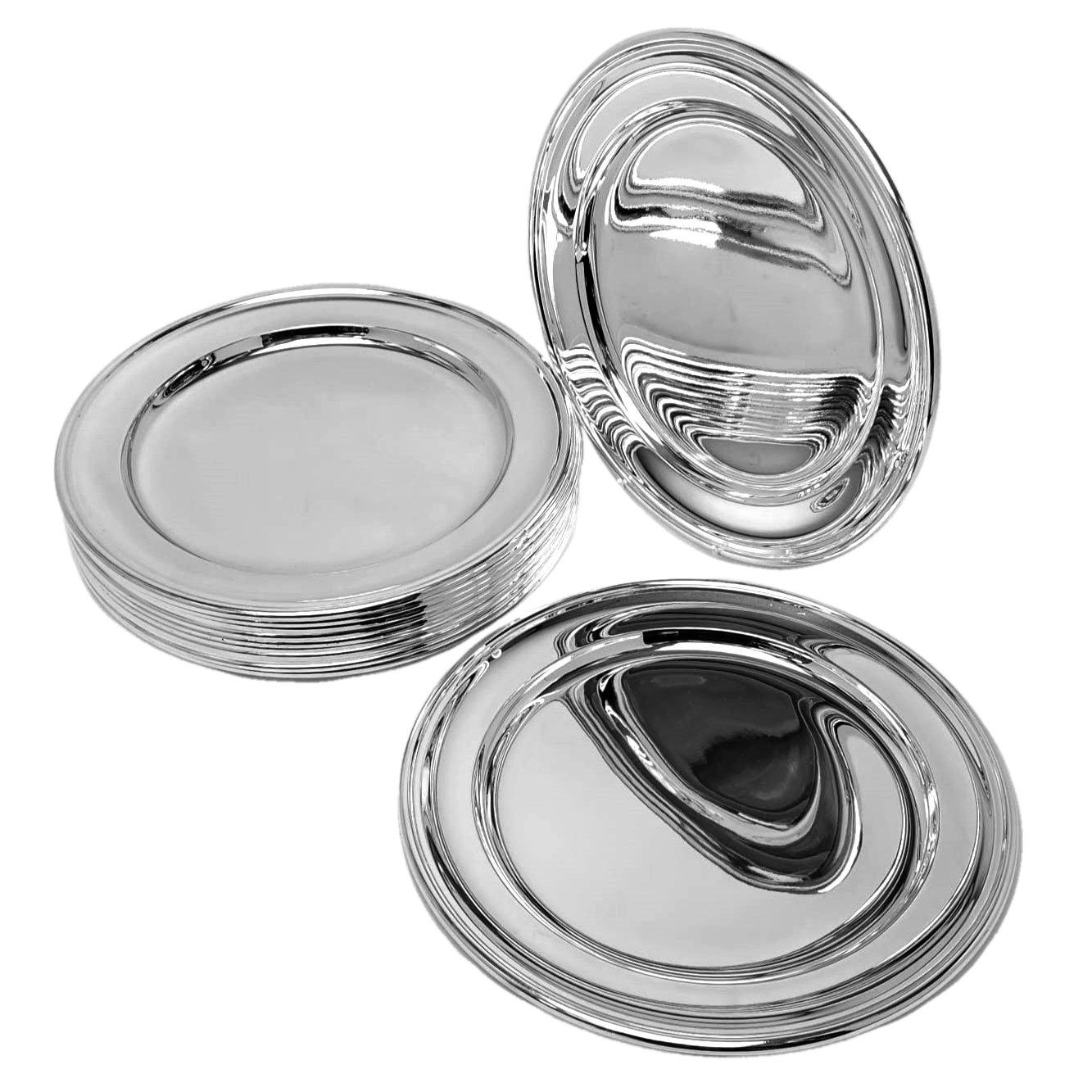Ensemble de 12 sous-assiettes italiennes vintage en argent massif pour Chargers Lay Plates c. 1950 Bon état - En vente à London, GB