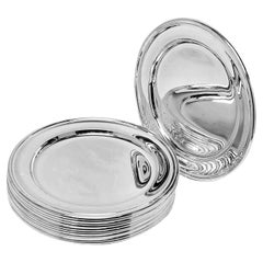 Set 12 Vintage Solid Silver Italian Under Plates Chargers Lay Plates c. 1950
