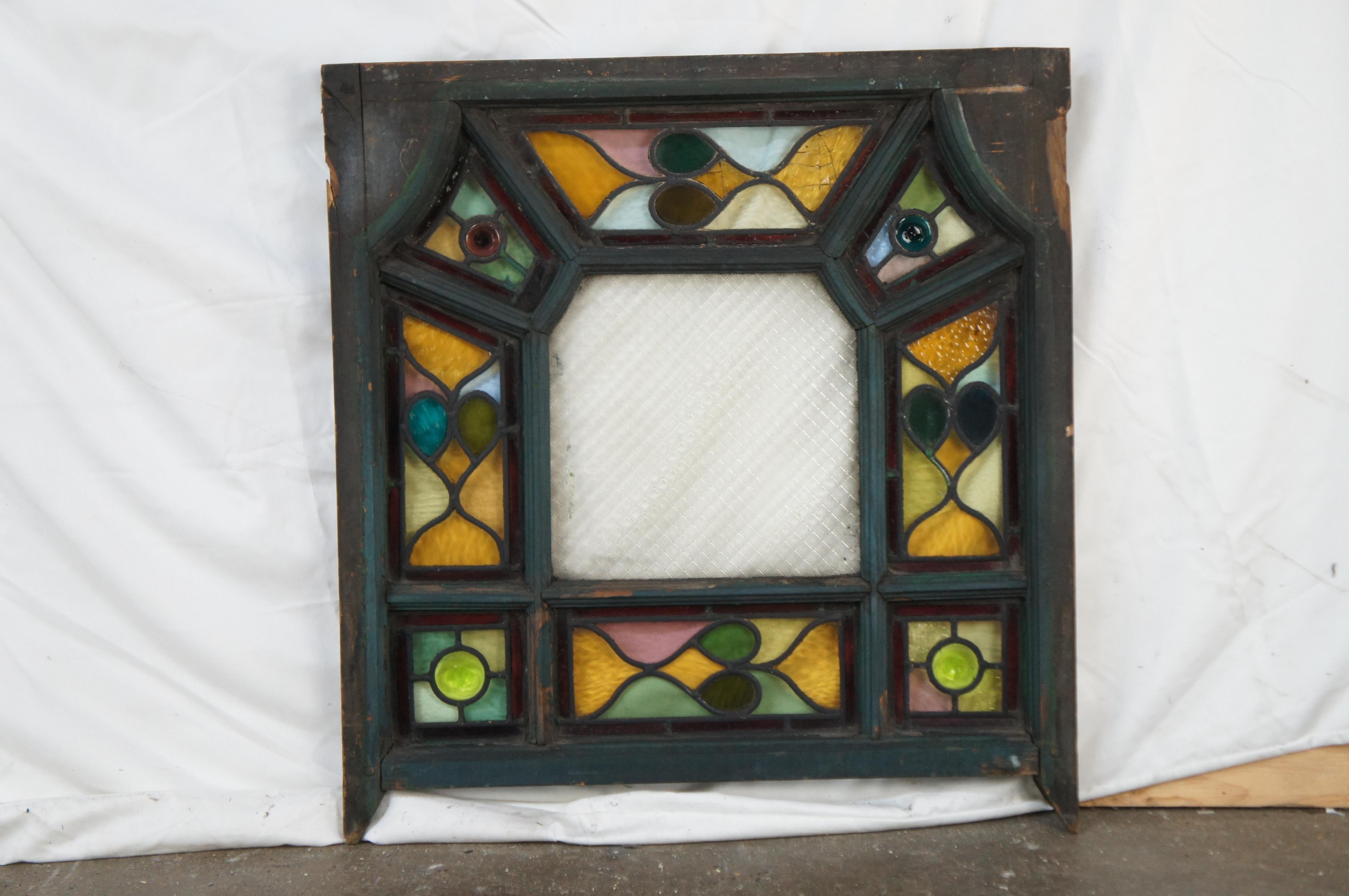 Metallo Set di 14 vetrate antiche inglesi vittoriane ad arco, geometriche e con piombo in vendita