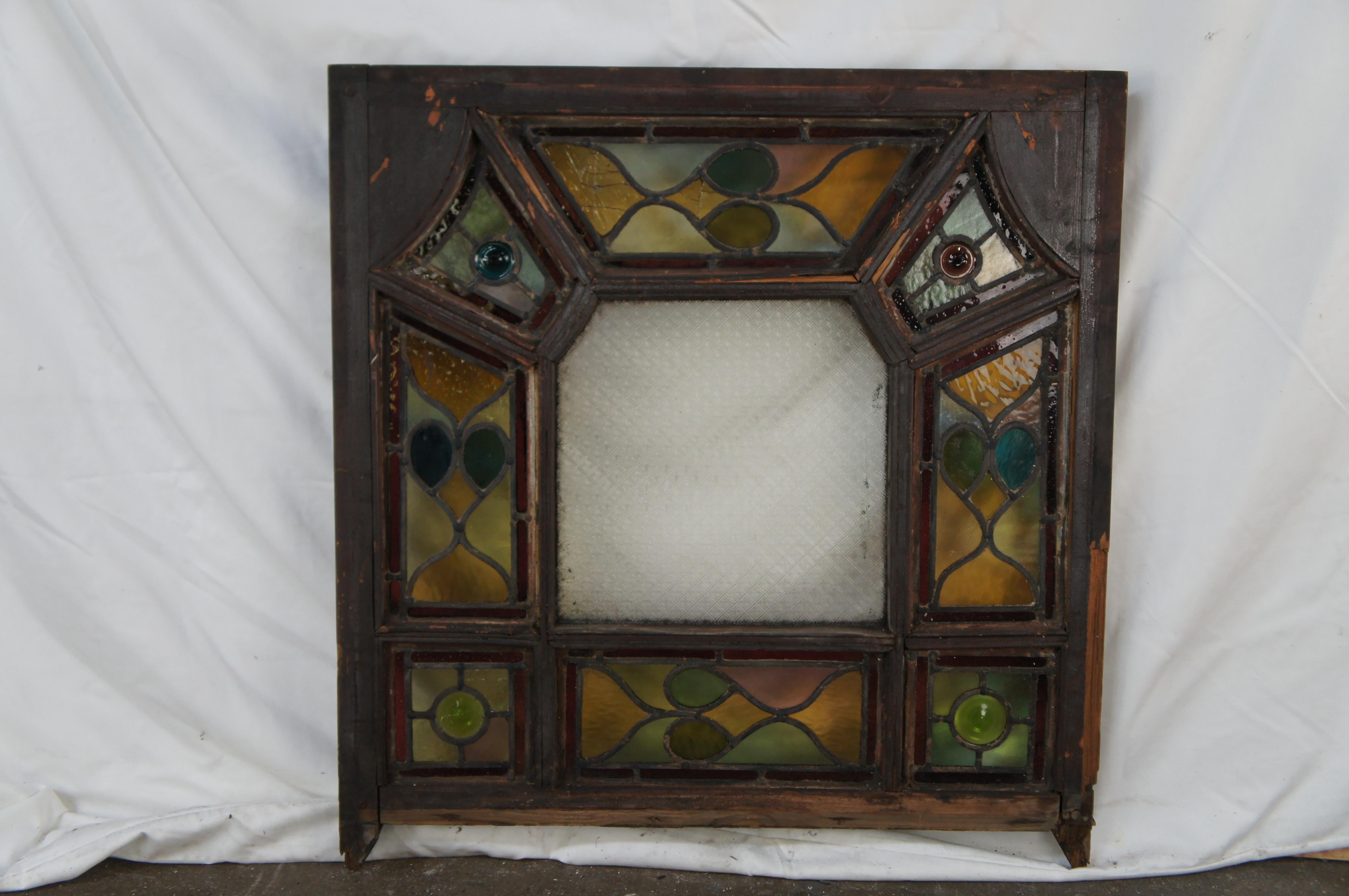 Set di 14 vetrate antiche inglesi vittoriane ad arco, geometriche e con piombo in vendita 2