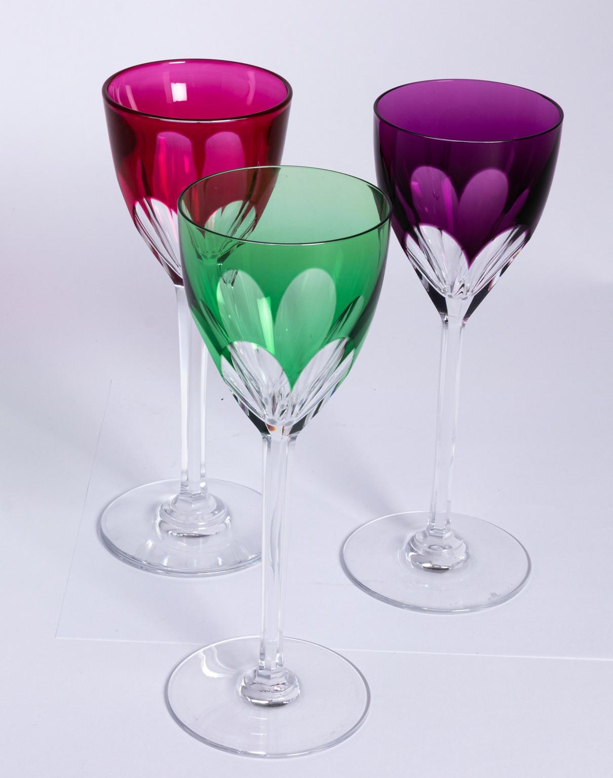 French Set of 16 Baccarat Genova Cut-To-Clear Wine and Cordial Glasses