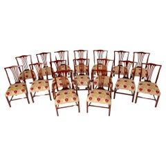 Antique Set 16 Chippendale Dining Chairs Mahogany