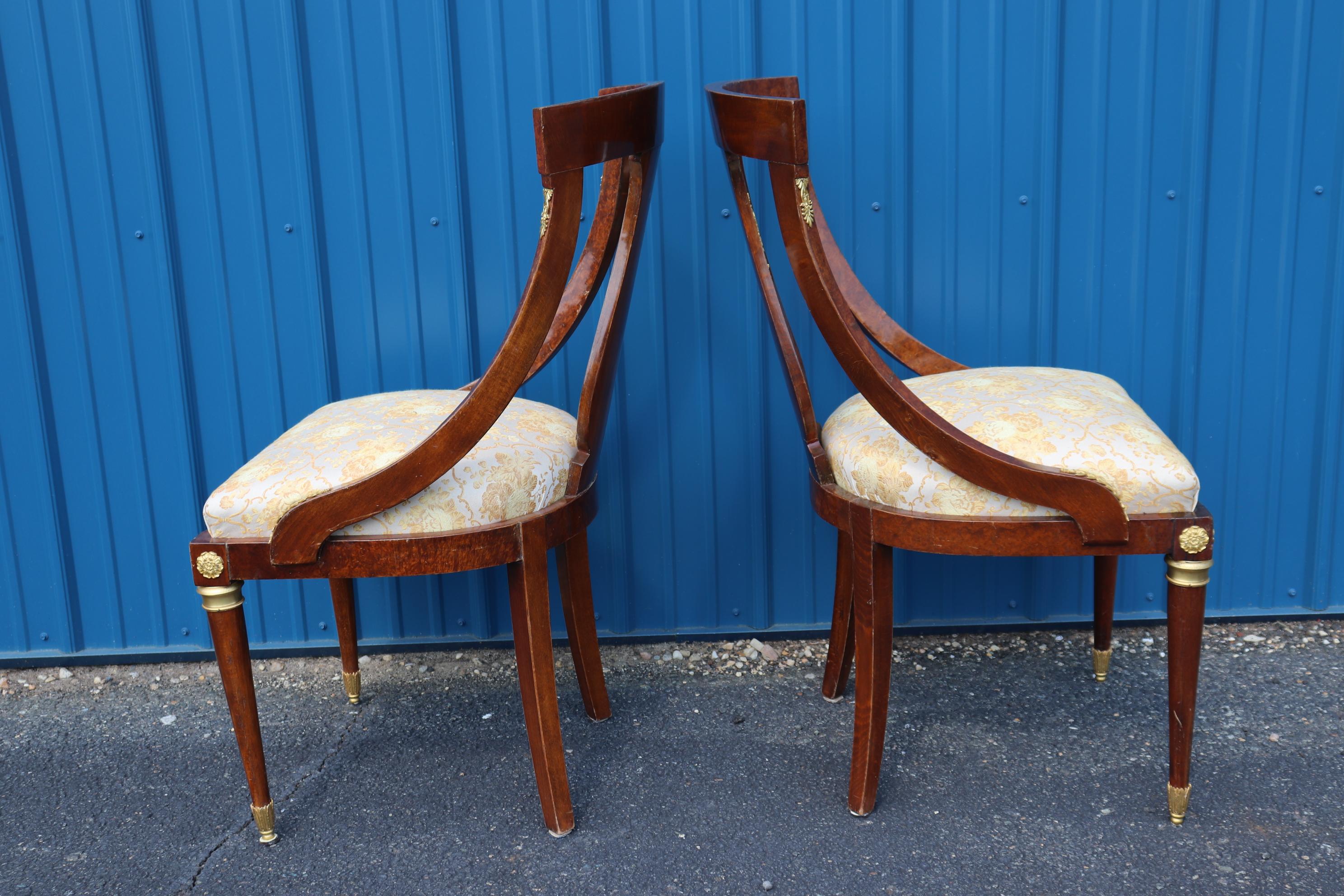 Set 16 Maison Krieger Attributed French Empire Burled Walnut Dining Chairs  3