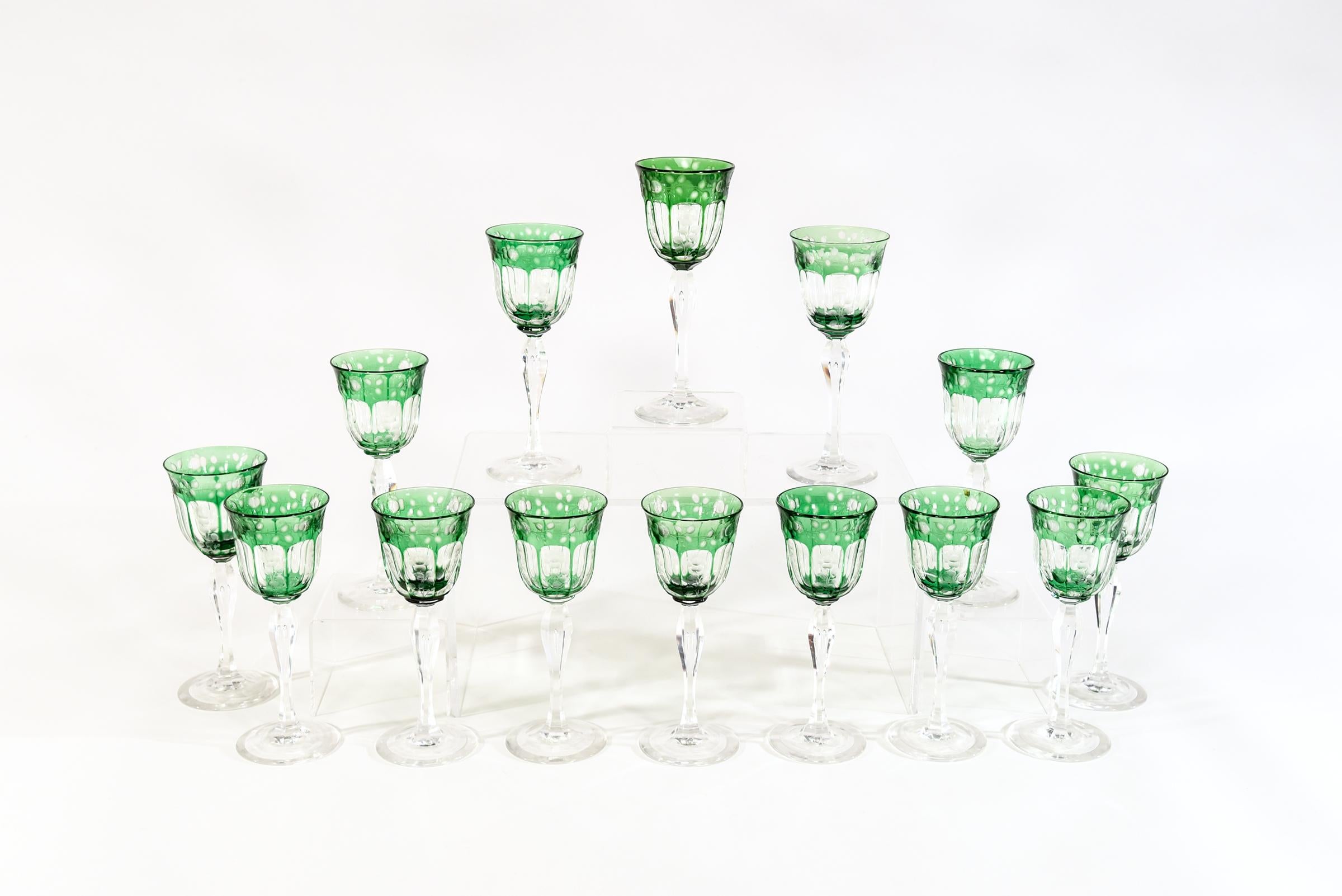 vintage green glass goblets