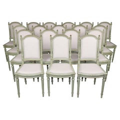 Set 18 Maison Jansen Signed Early 20th C Louis XVI style Dining Chairs