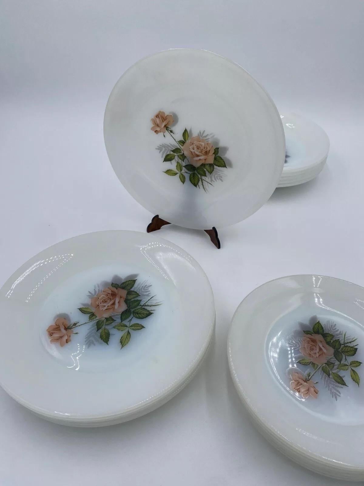 Juego 18 Platos Colección Arcopal France Rose 1970s en venta 2