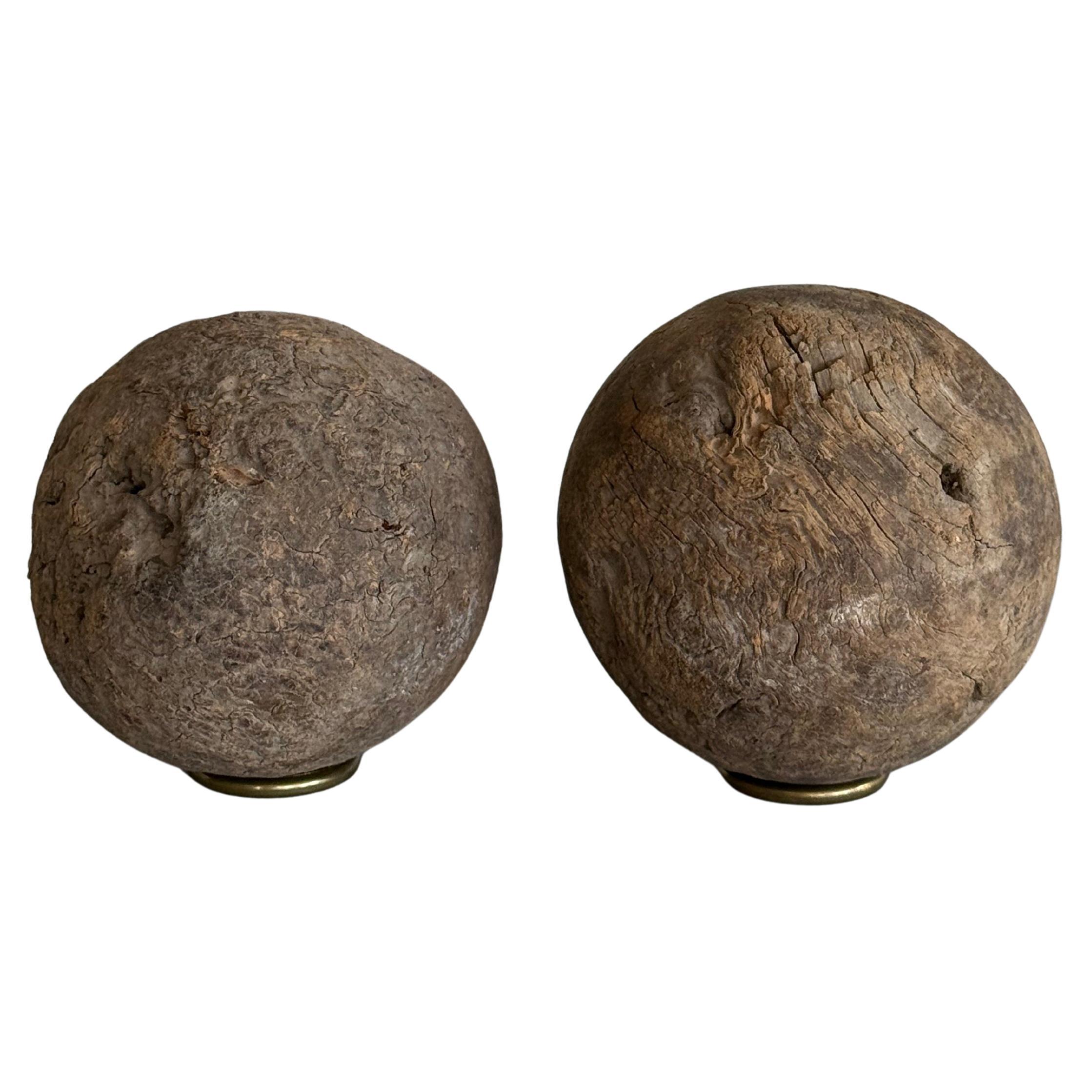 Set 18th Century Wooden Sculpted Balls