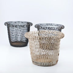 Set 1950s Metal Mesh Wire Planter Baskets French Mathieu Matégot Style