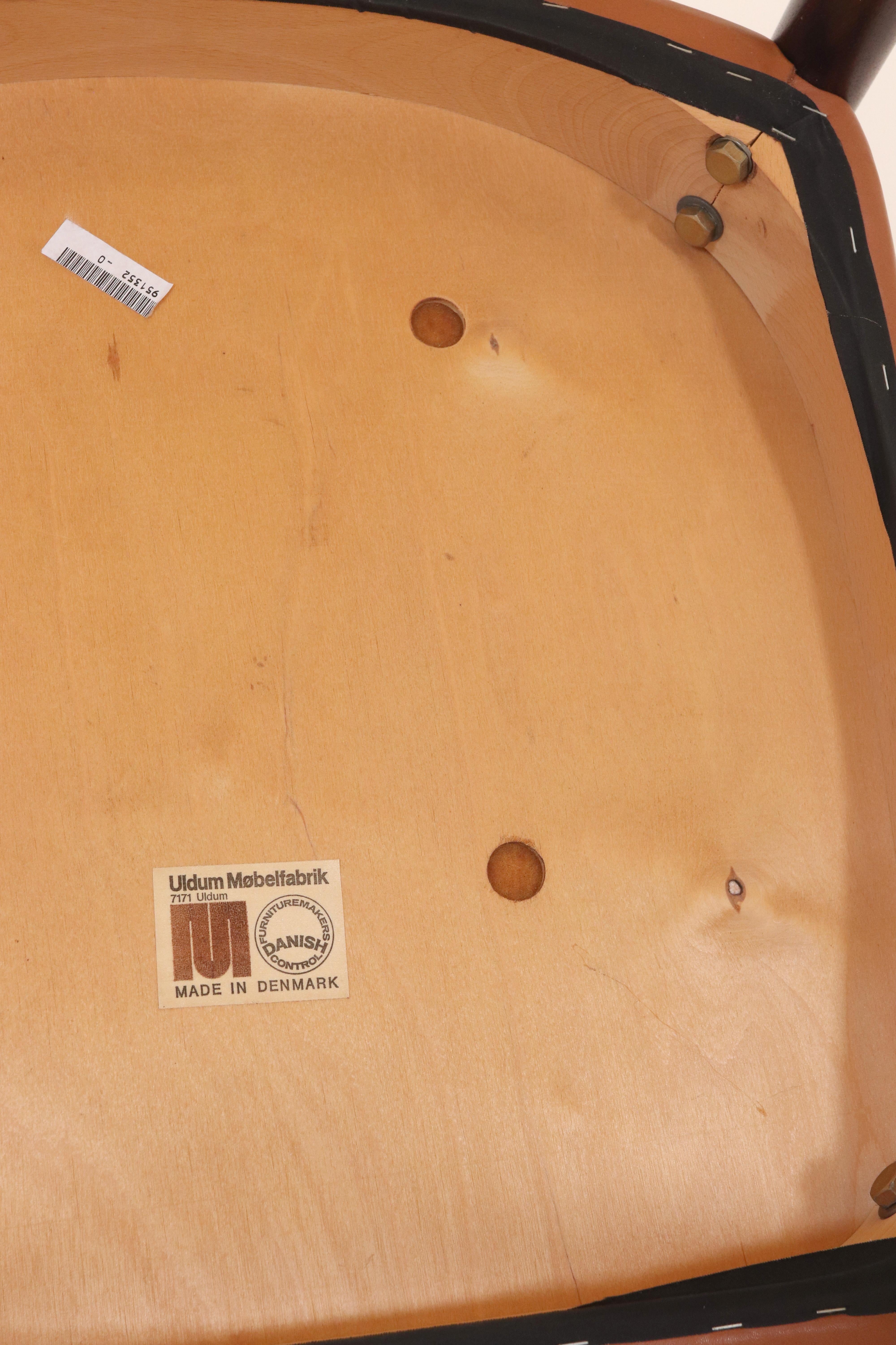Ensemble de chaises 1950s Mid Century Danish Uldum Mobelfabrik en vente 9