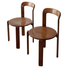 Set 1970 Bruno Rey Chairs in Beechwood by Dietiker