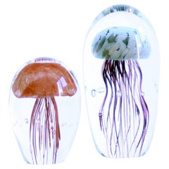SETZEN  1980er Murano Medusa Glas Pieces (18hx9cm - 12hx8cm) Retro Dekor Akzent