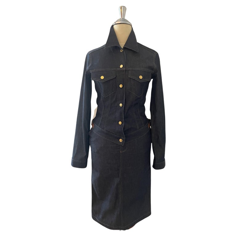 Set 1990s Tom Ford for Gucci denim jacket and skirt, Runway 1999 