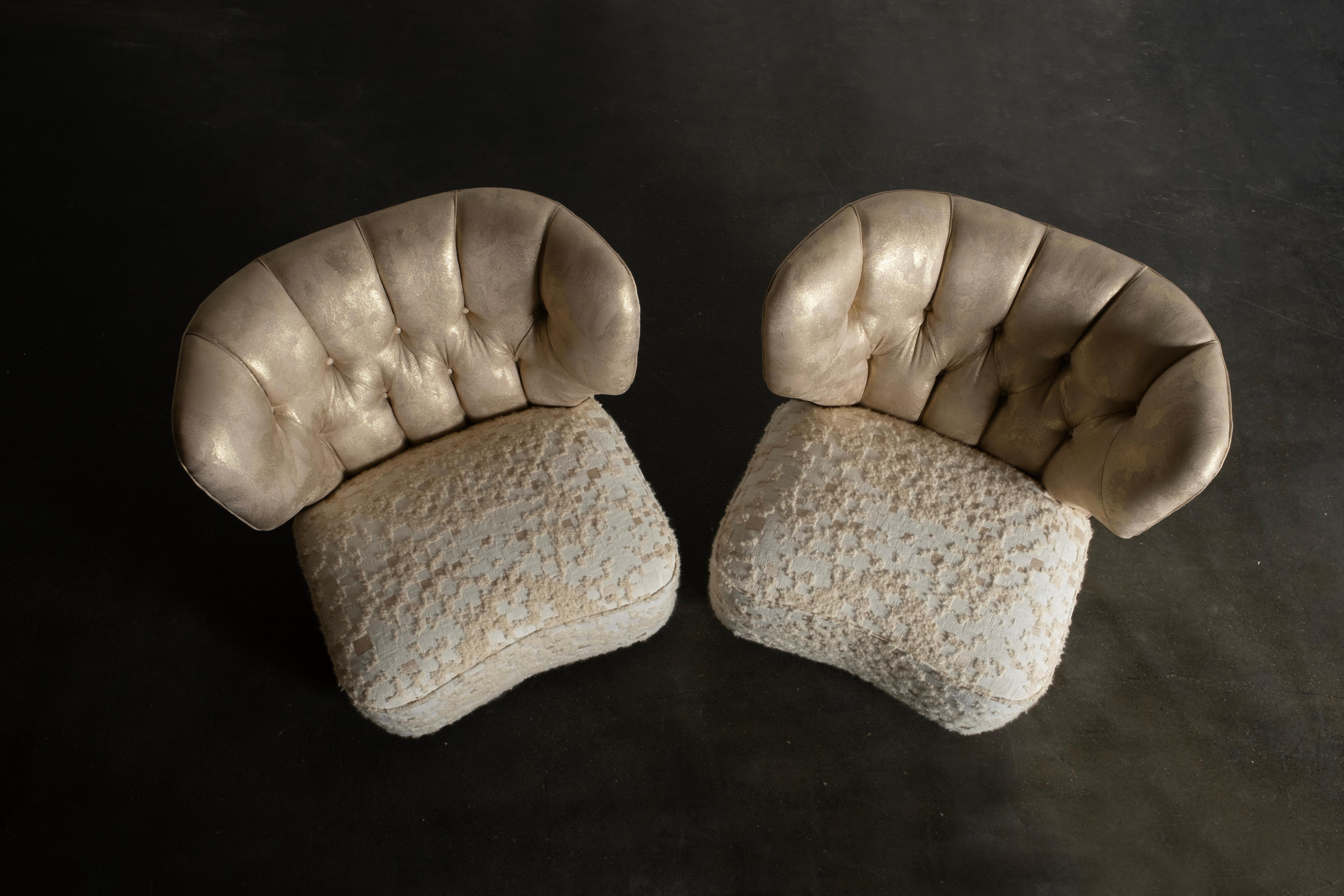 Collectible Vintage Finnish pair of armchairs designed by Carl-Johan Boman for the Oy Boman Ab manufacturing company in the 1950s.

This iconic design piece has been completely restored from the frame and legs to a complete new upholstery with
