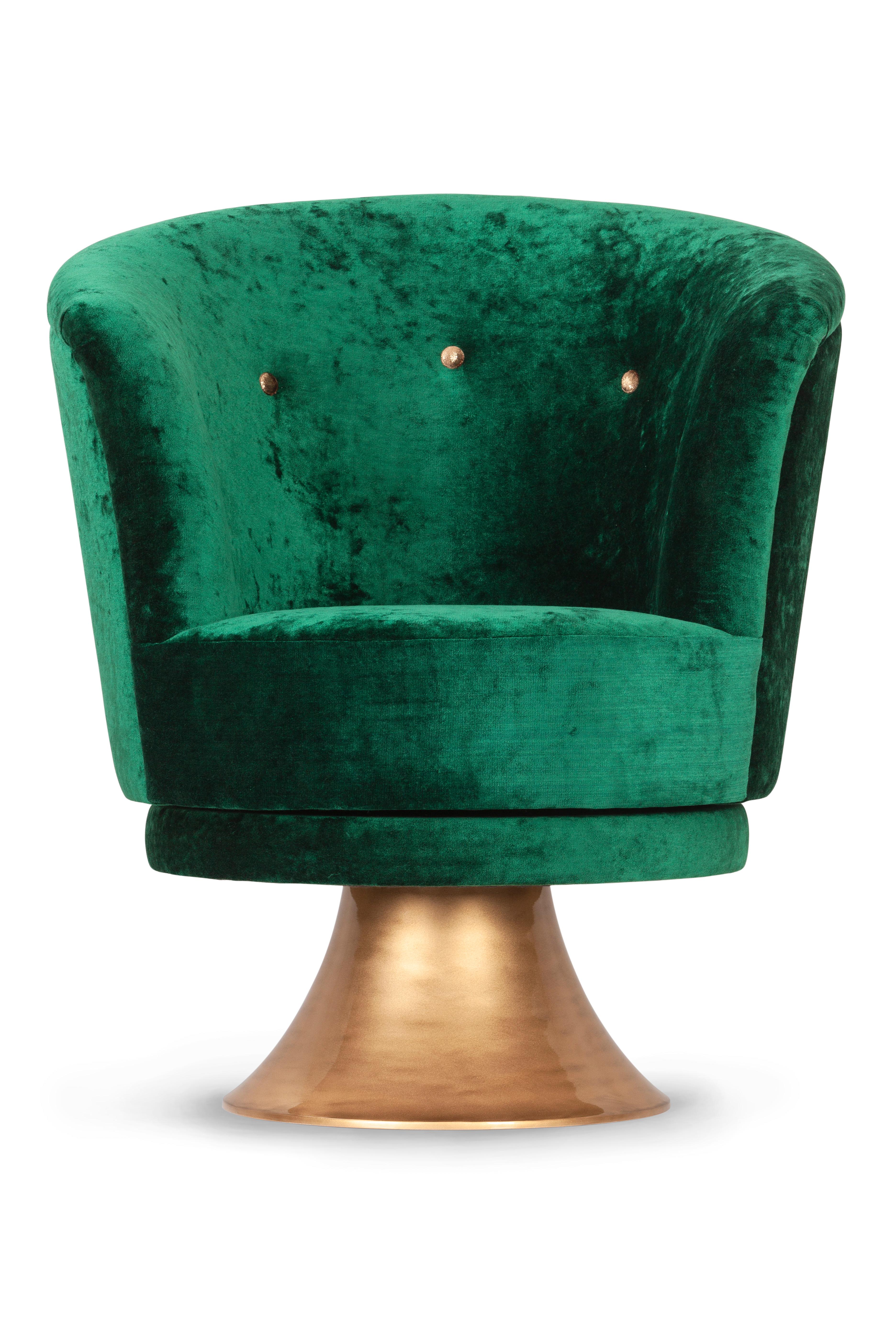 XXIe siècle et contemporain Set/2 fauteuils pivotants Symphony Art Deco dans le style des années 1930, par Greenapple en vente
