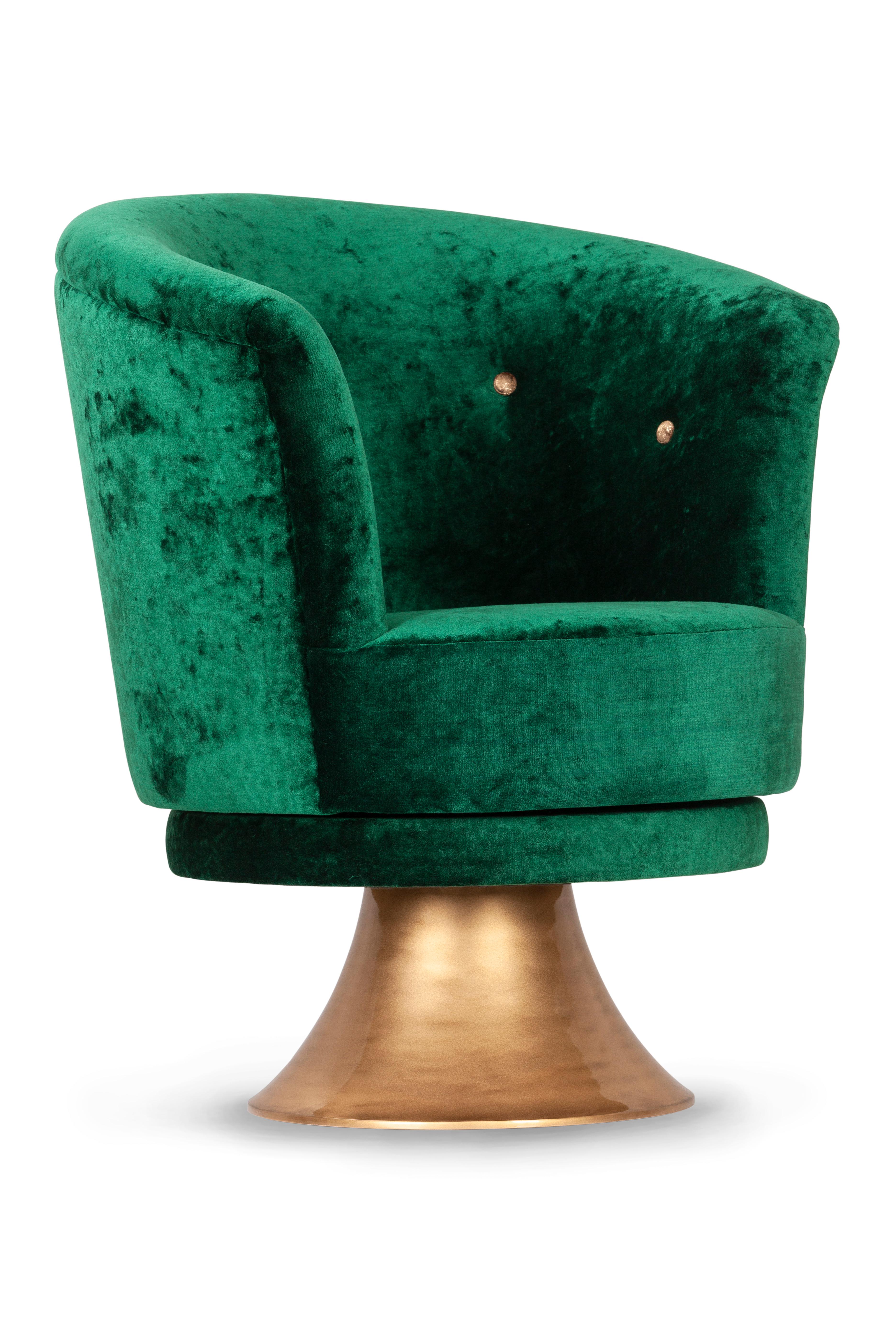 Laiton Set/2 fauteuils pivotants Symphony Art Deco dans le style des années 1930, par Greenapple en vente