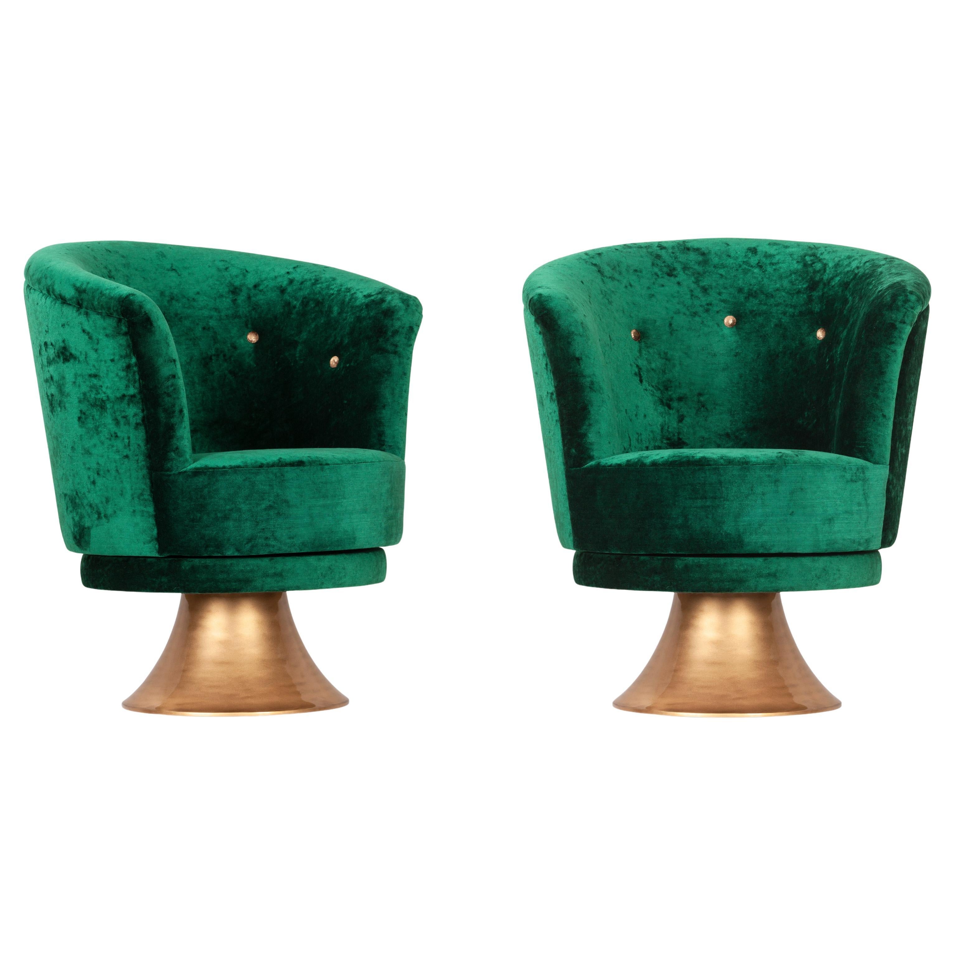 Set/2 fauteuils pivotants Symphony Art Deco dans le style des années 1930, par Greenapple en vente