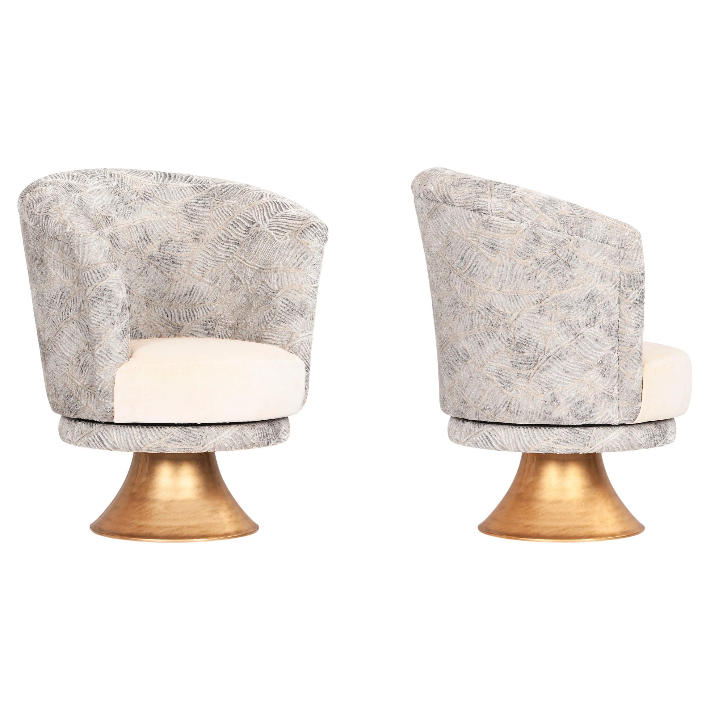 Set/2 fauteuils pivotants Symphony Art Deco dans le style des années 1930, par Greenapple