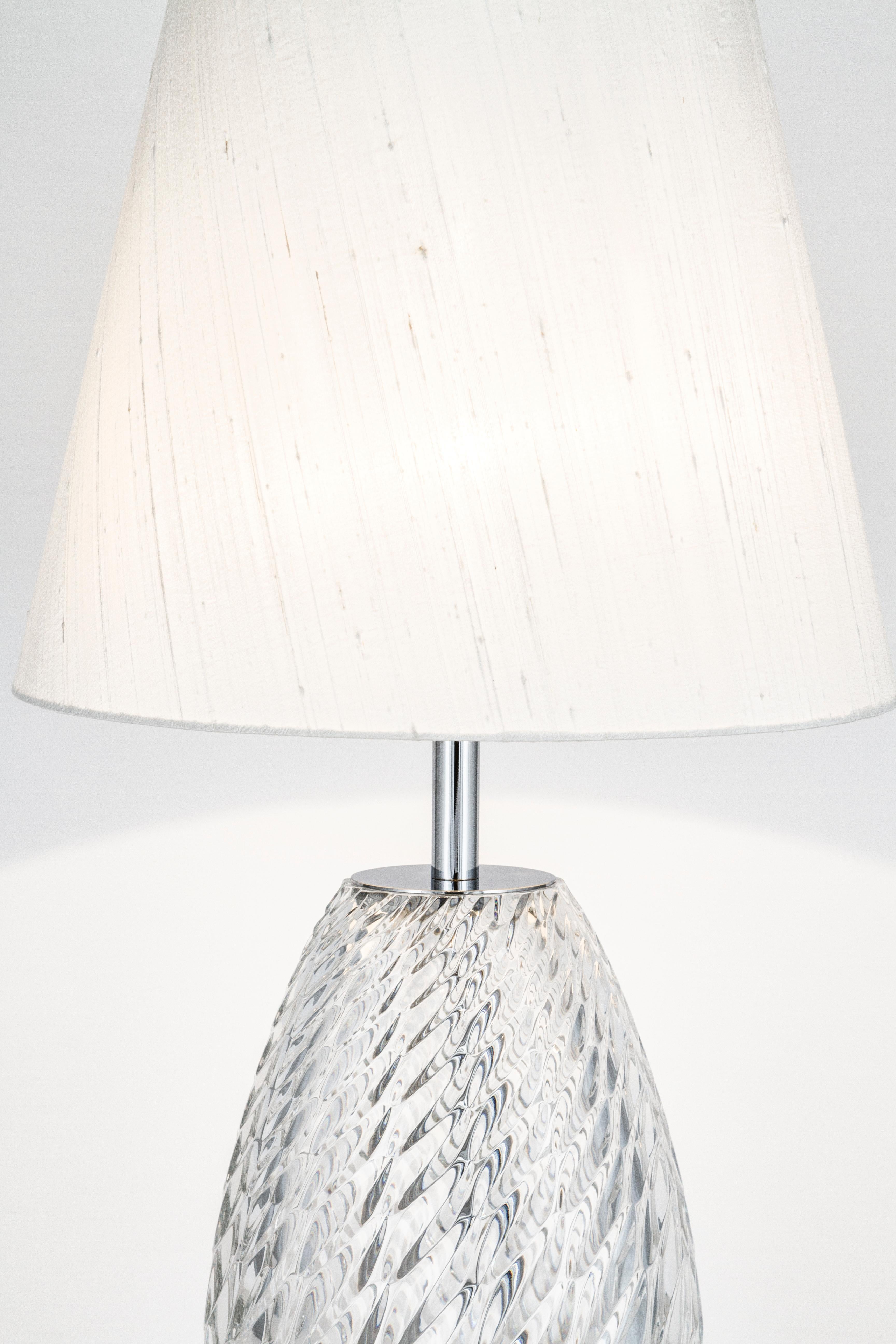 Set/2 Art Deco Vista Alegre Crystal Table Lamp Handmade Portugal by Greenapple In New Condition For Sale In Lisboa, PT