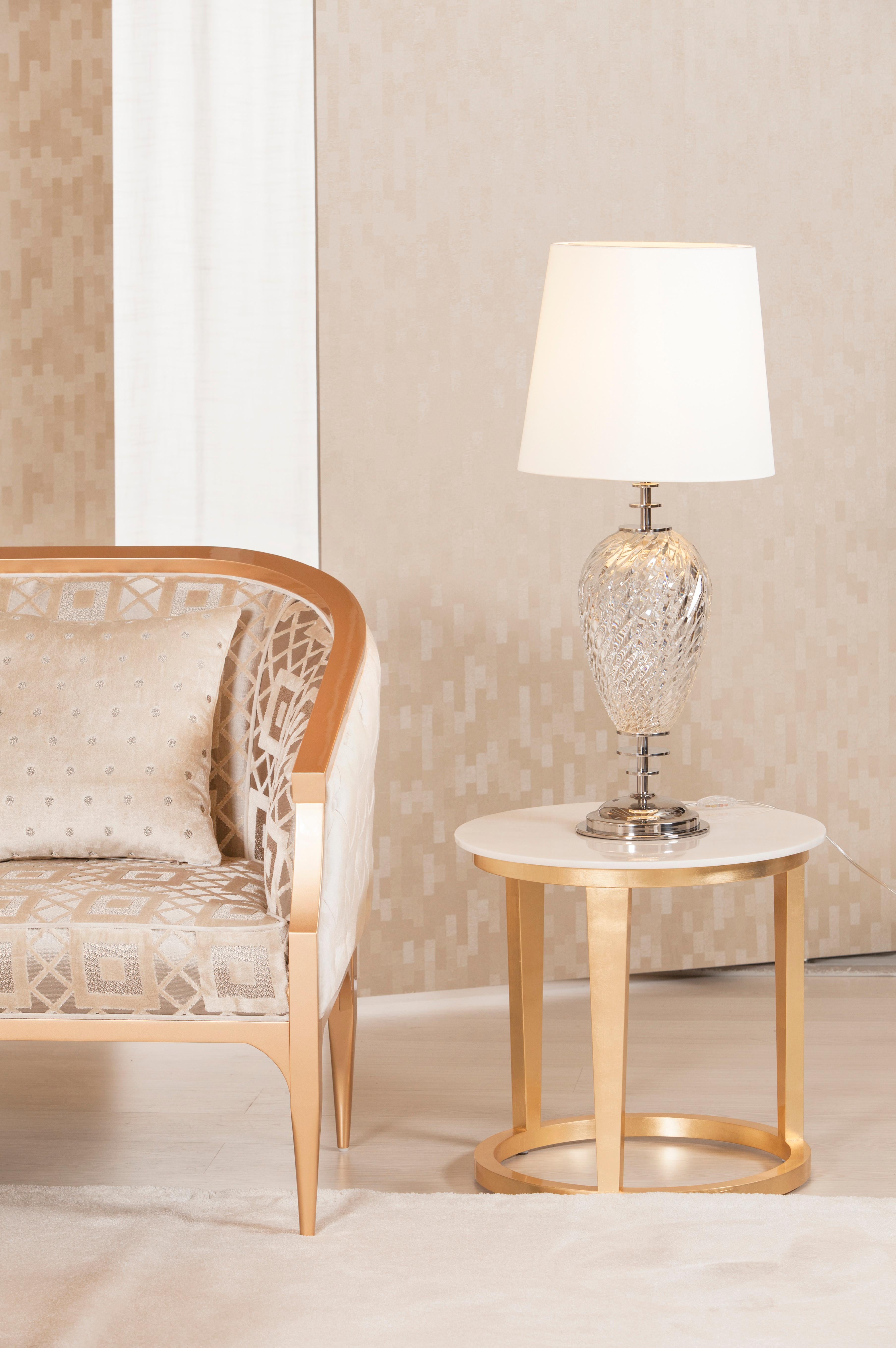 Contemporary Set/2 Art Deco Vista Alegre Crystal Table Lamp Handmade Portugal by Greenapple For Sale
