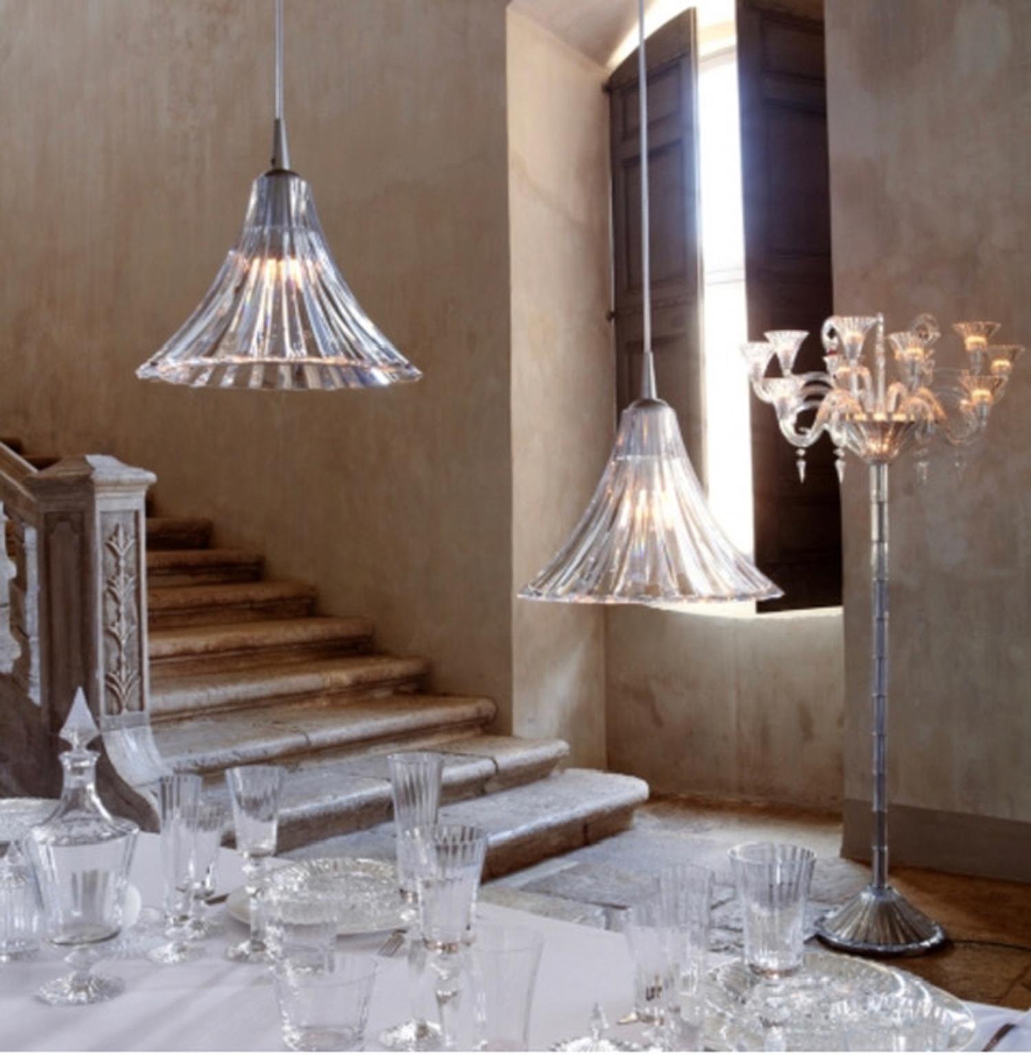 Set 2 Baccarat Cristal Transparente Mille Nuit Suspensión Grand Modele Francés en venta